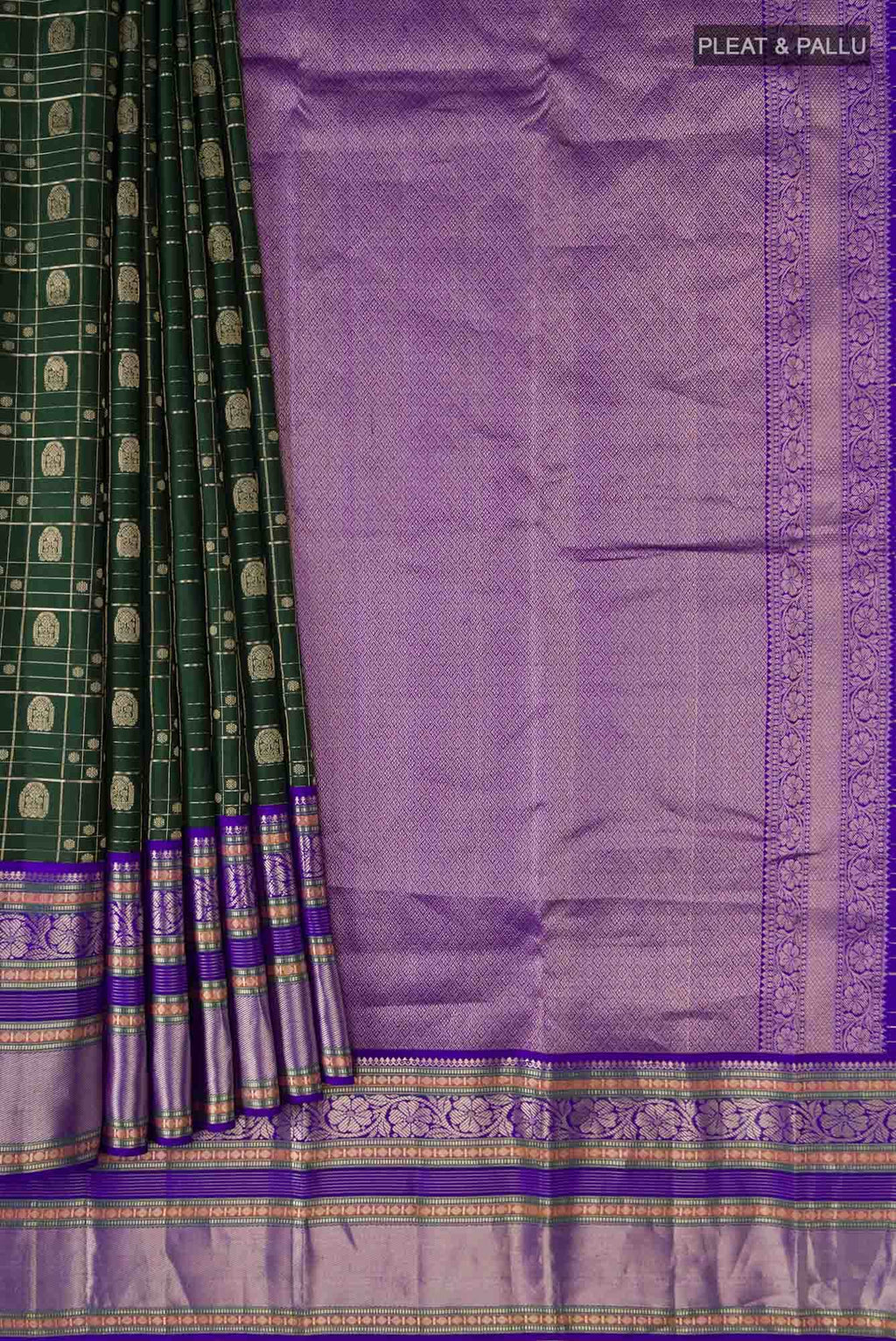 Bottle Green Kanchipuram Silk Saree
