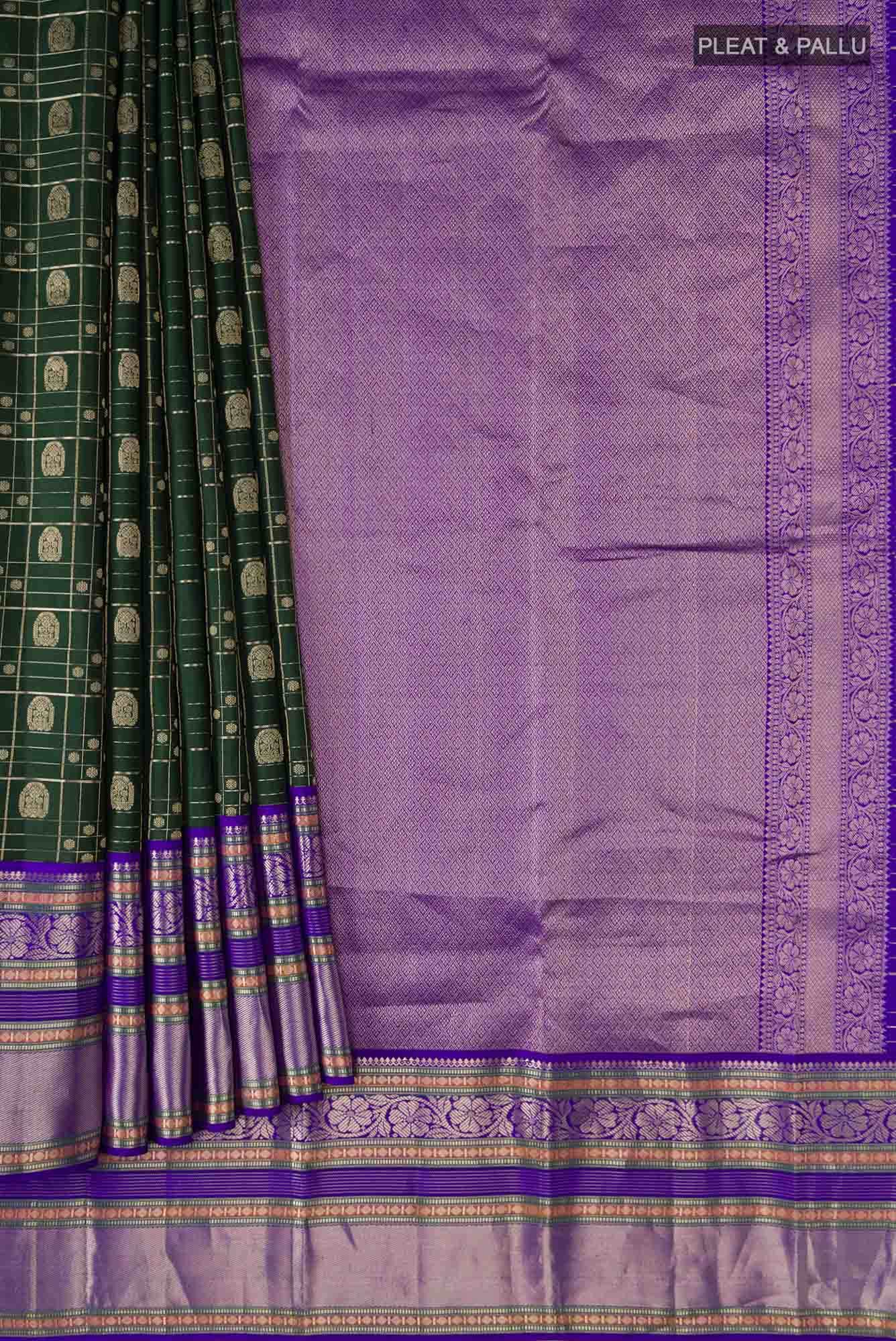 Bottle Green Kanchipuram Silk Saree