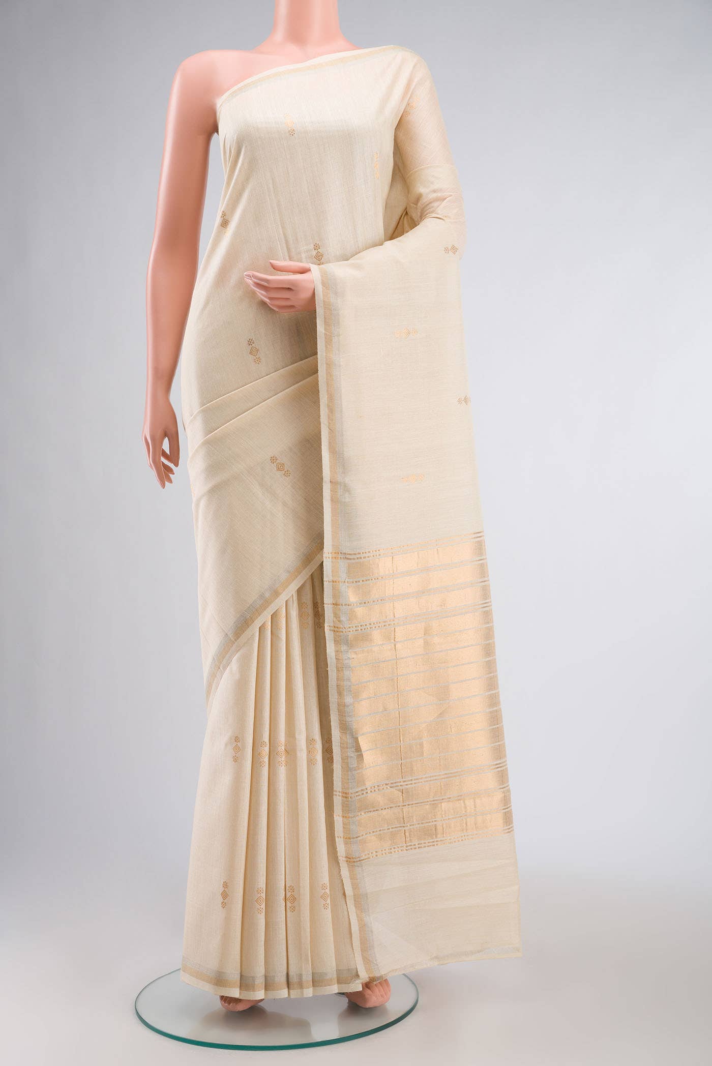 Cream MP Tussar Saree