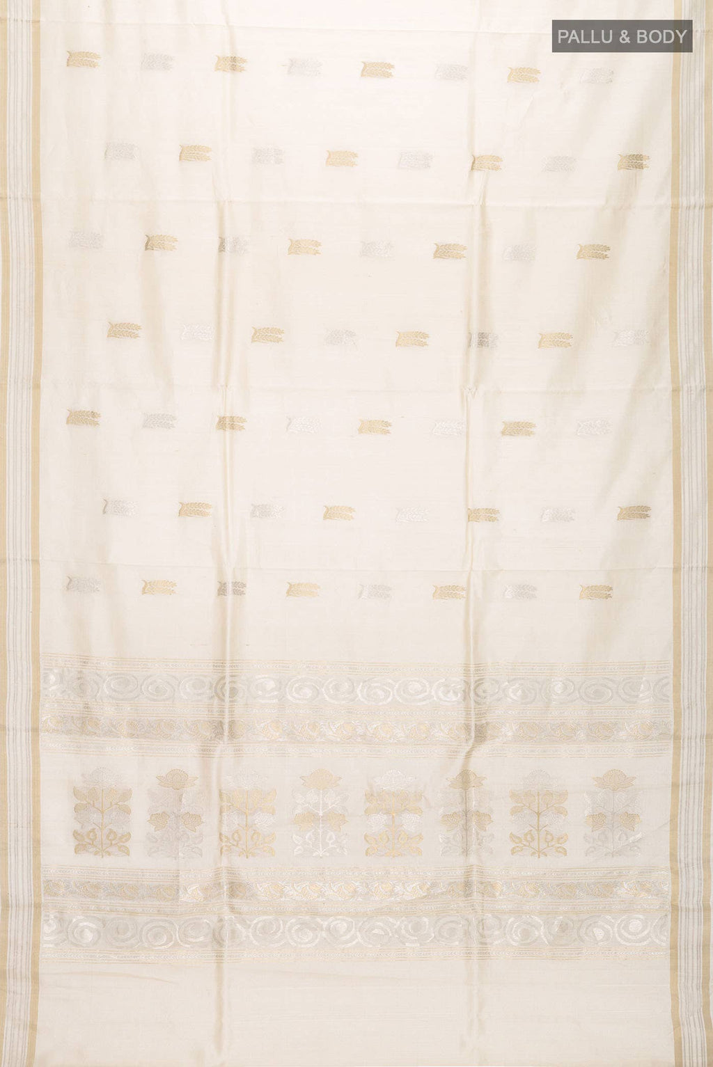 Cream Tussar Silk Saree