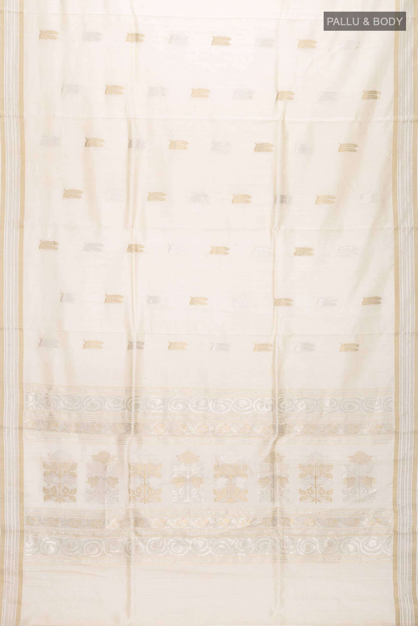 Cream Tussar Silk Saree