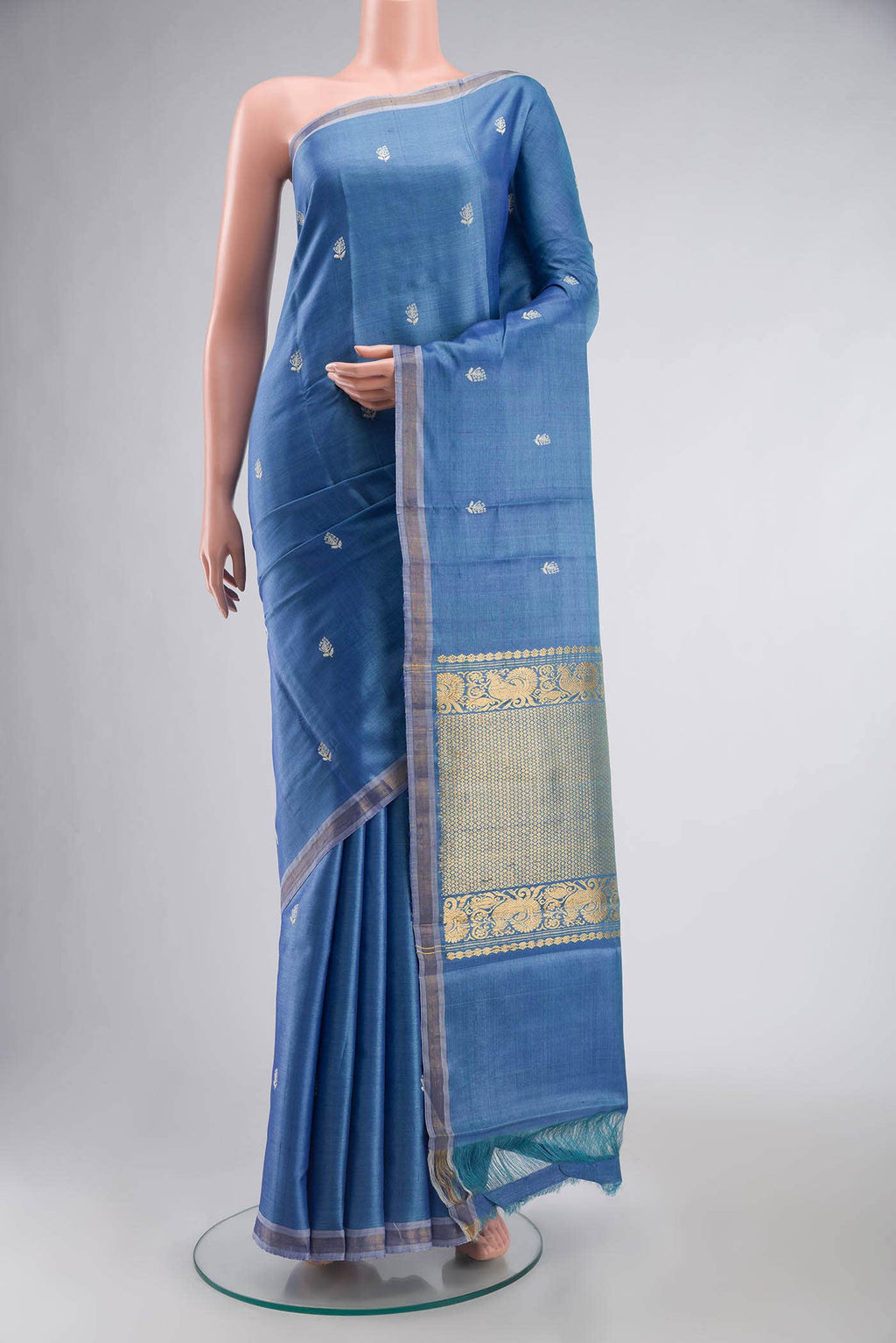 Blue MP Tussar Saree