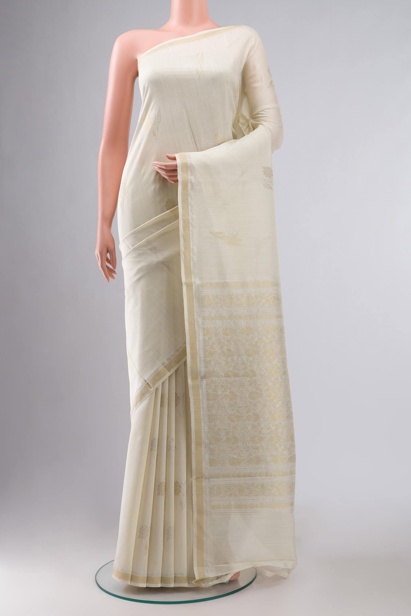Cream MP Tussar Saree