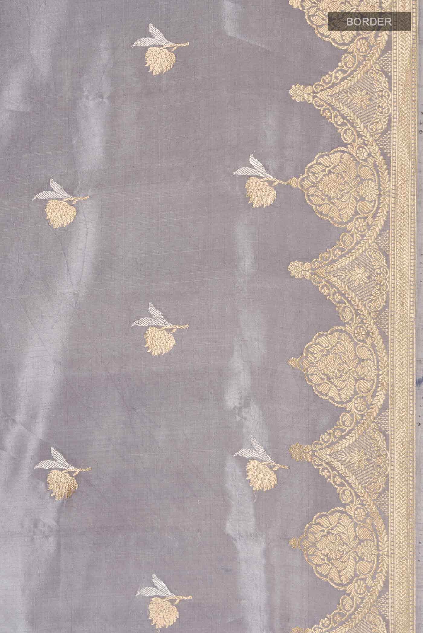 Grey Banarasi Katan Silk Saree