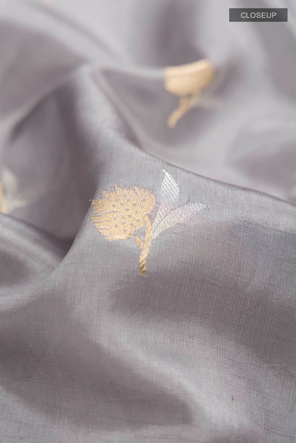 Grey Banarasi Katan Silk Saree