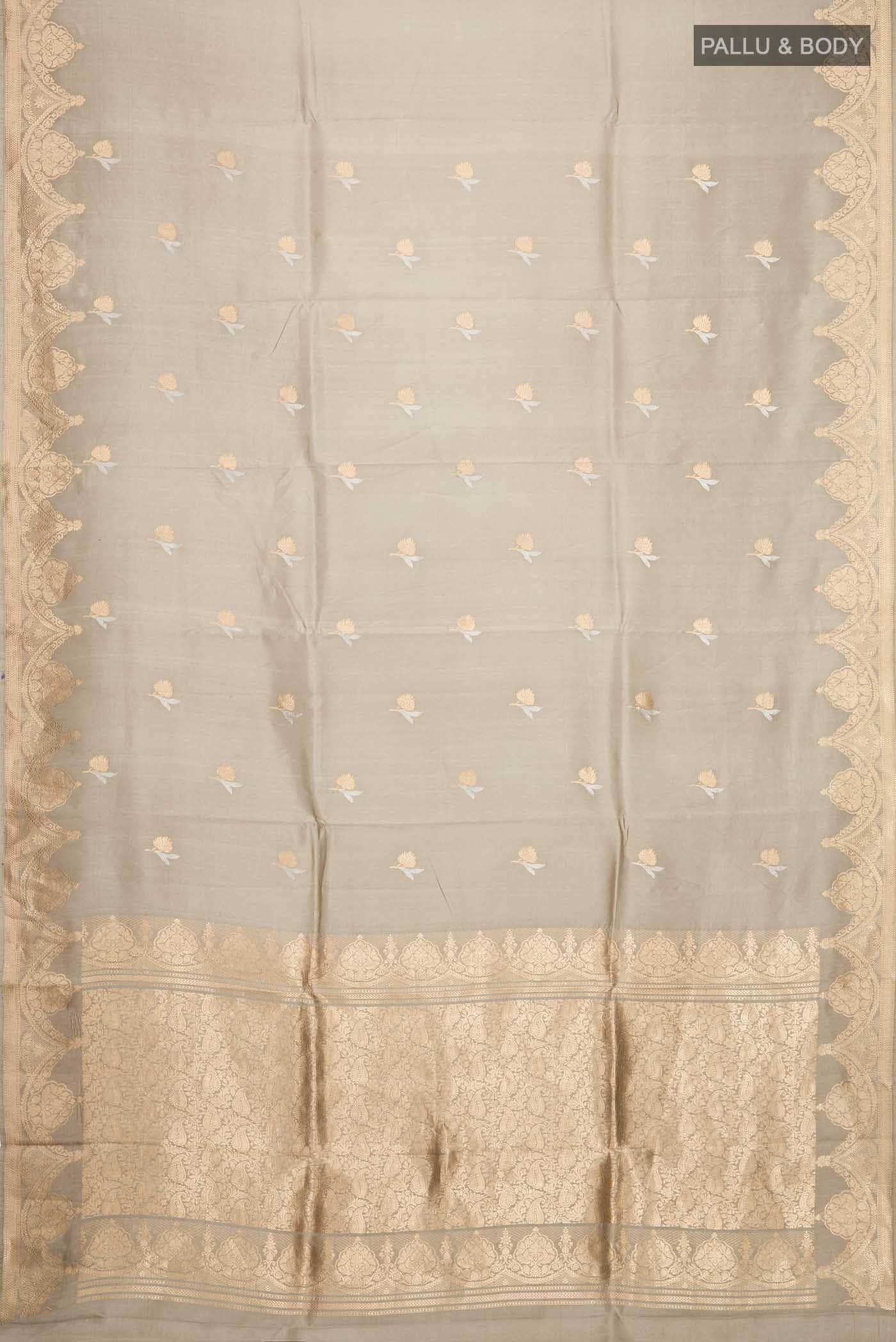 Grey Banarasi Silk Saree