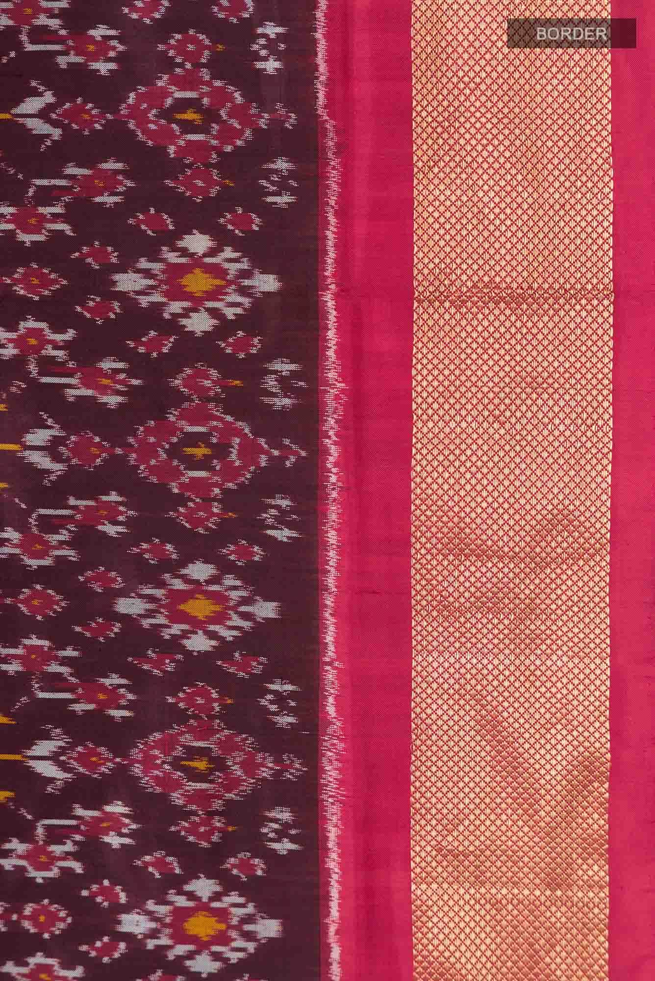 Brown Pochampally Silk Saree
