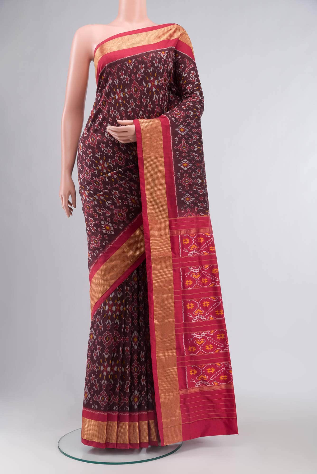 Brown Pochampally Silk Saree
