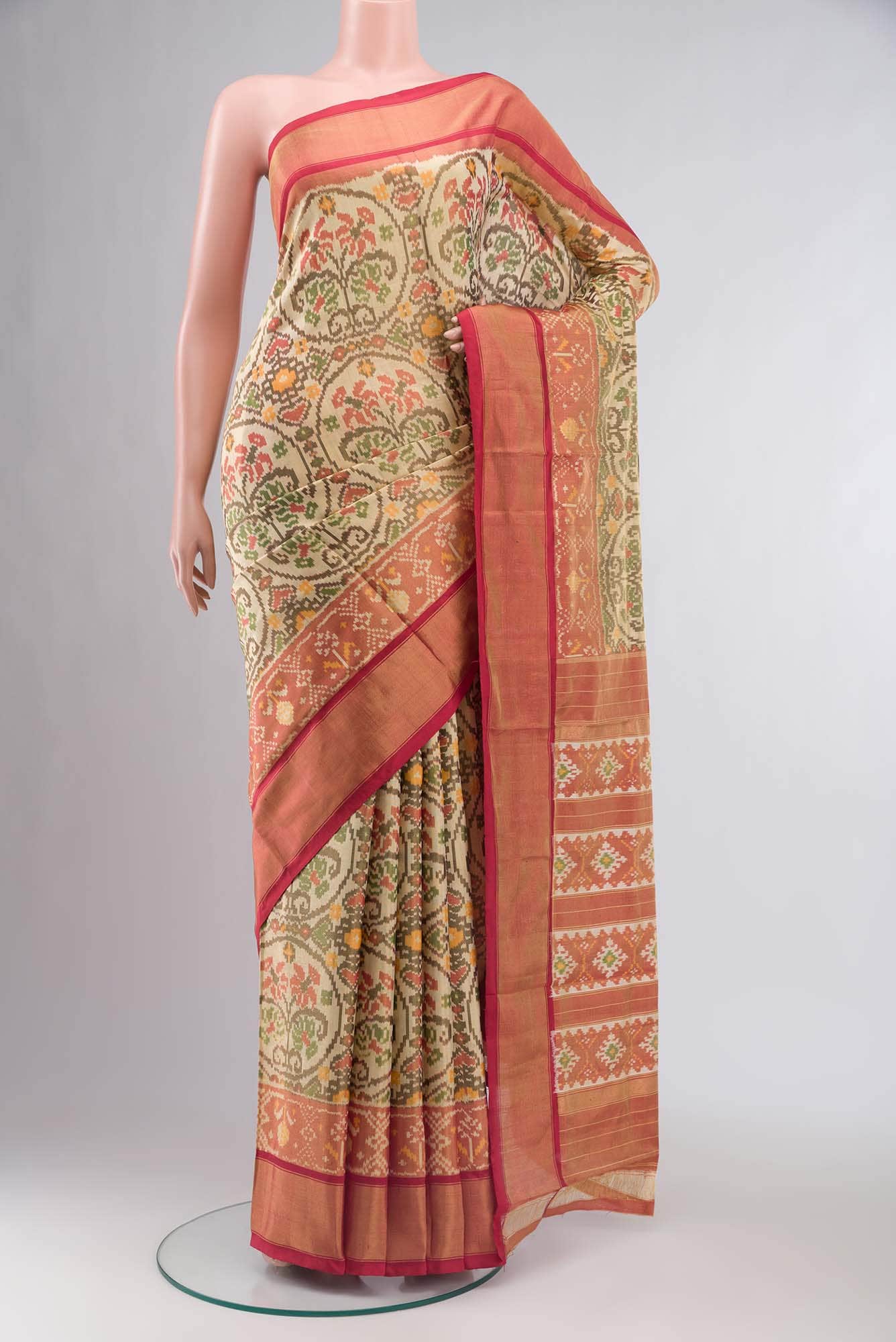 Gold Pochampally Silk Saree