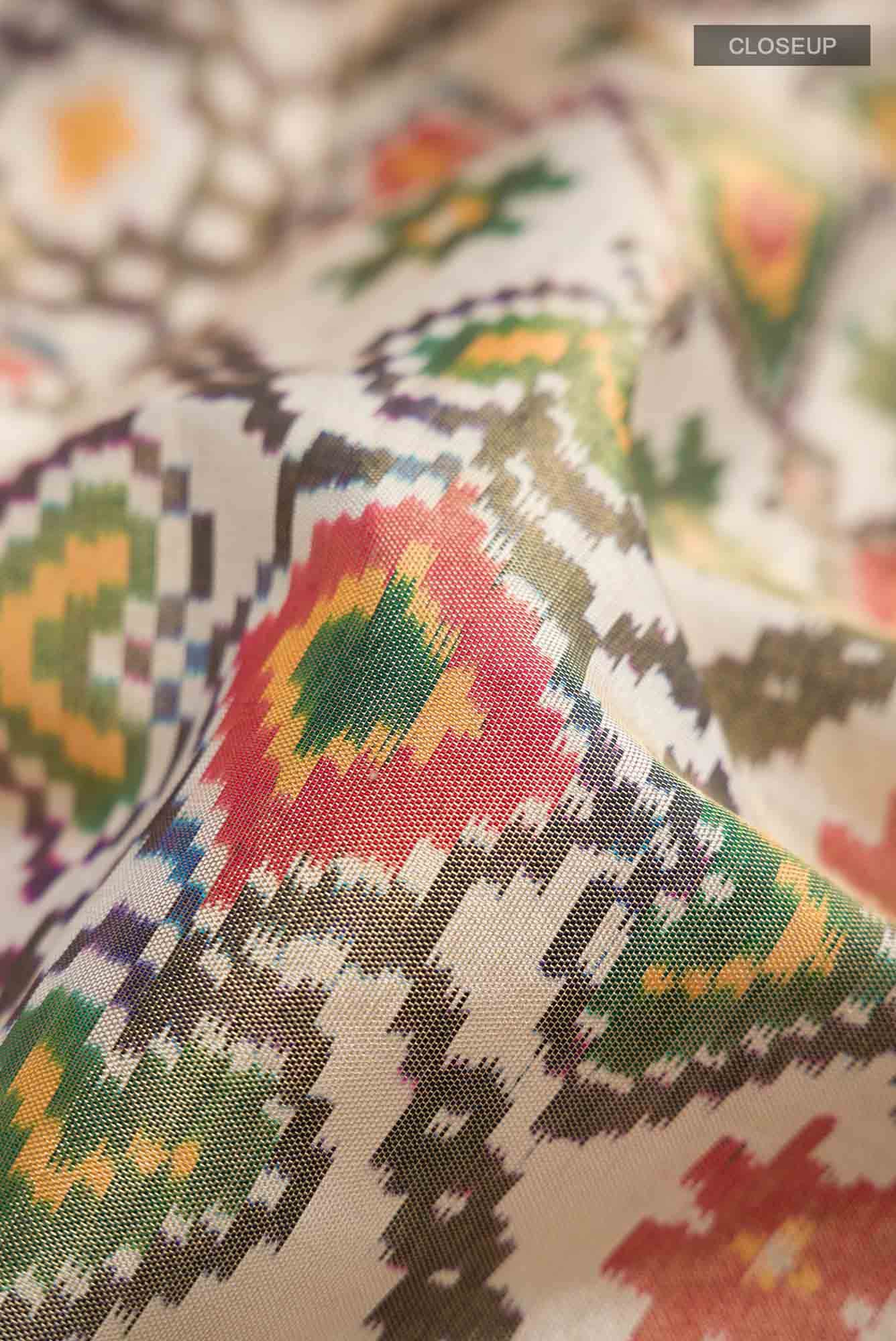 Beige Pochampally Silk Saree