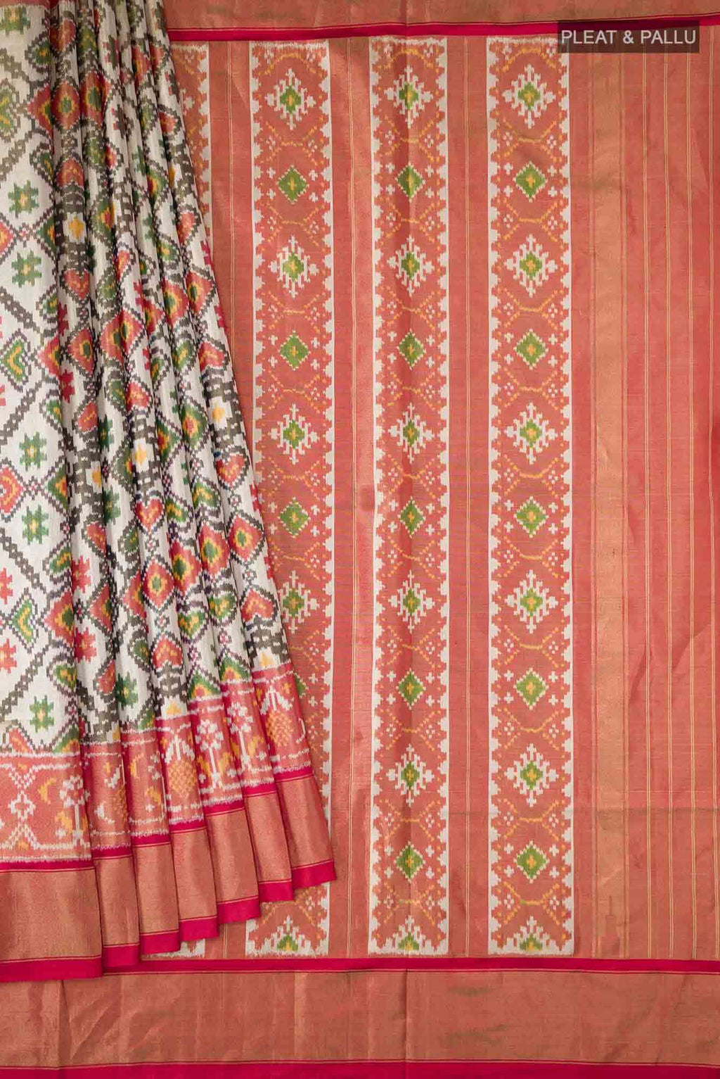 Beige Pochampally Silk Saree