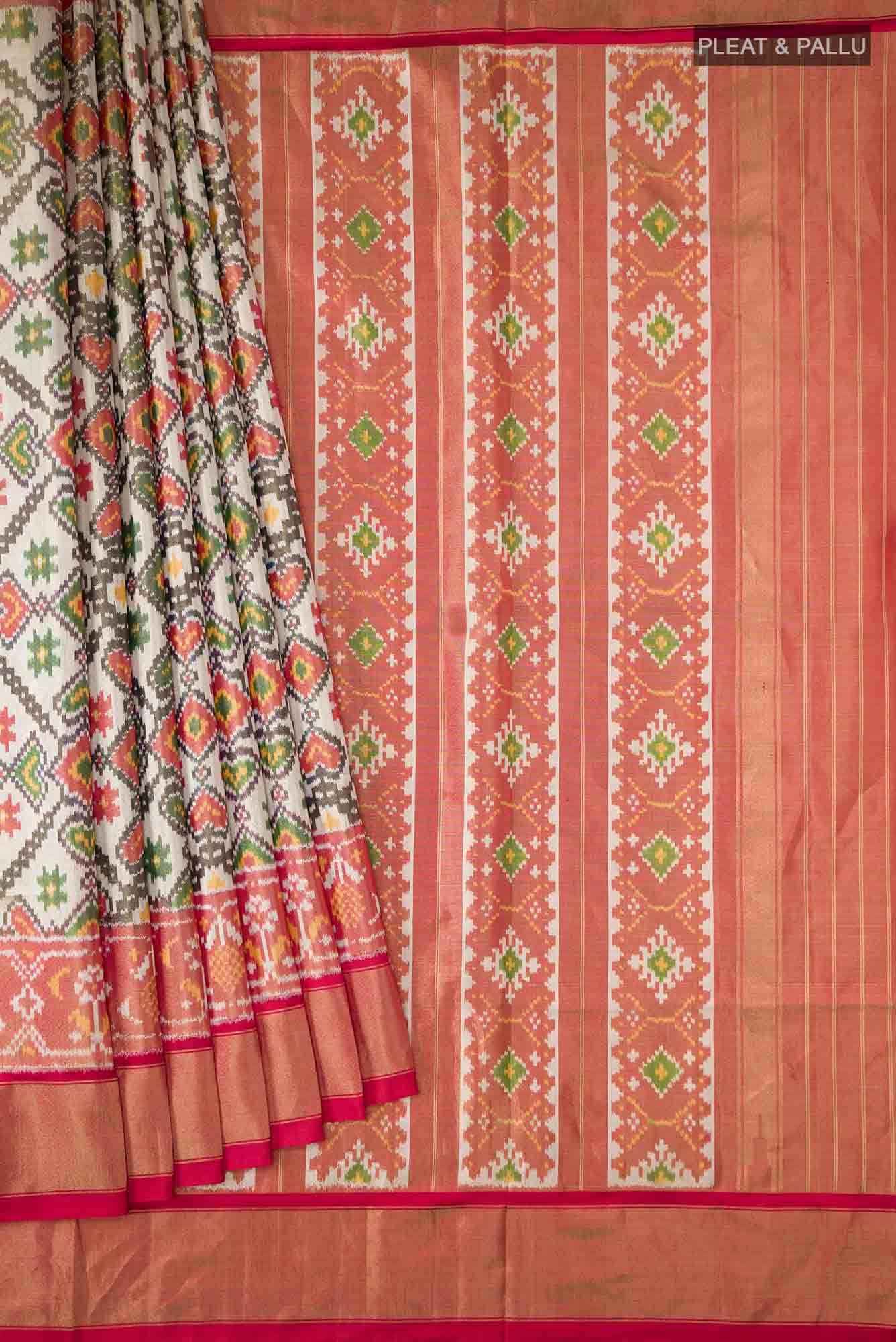 Beige Pochampally Silk Saree