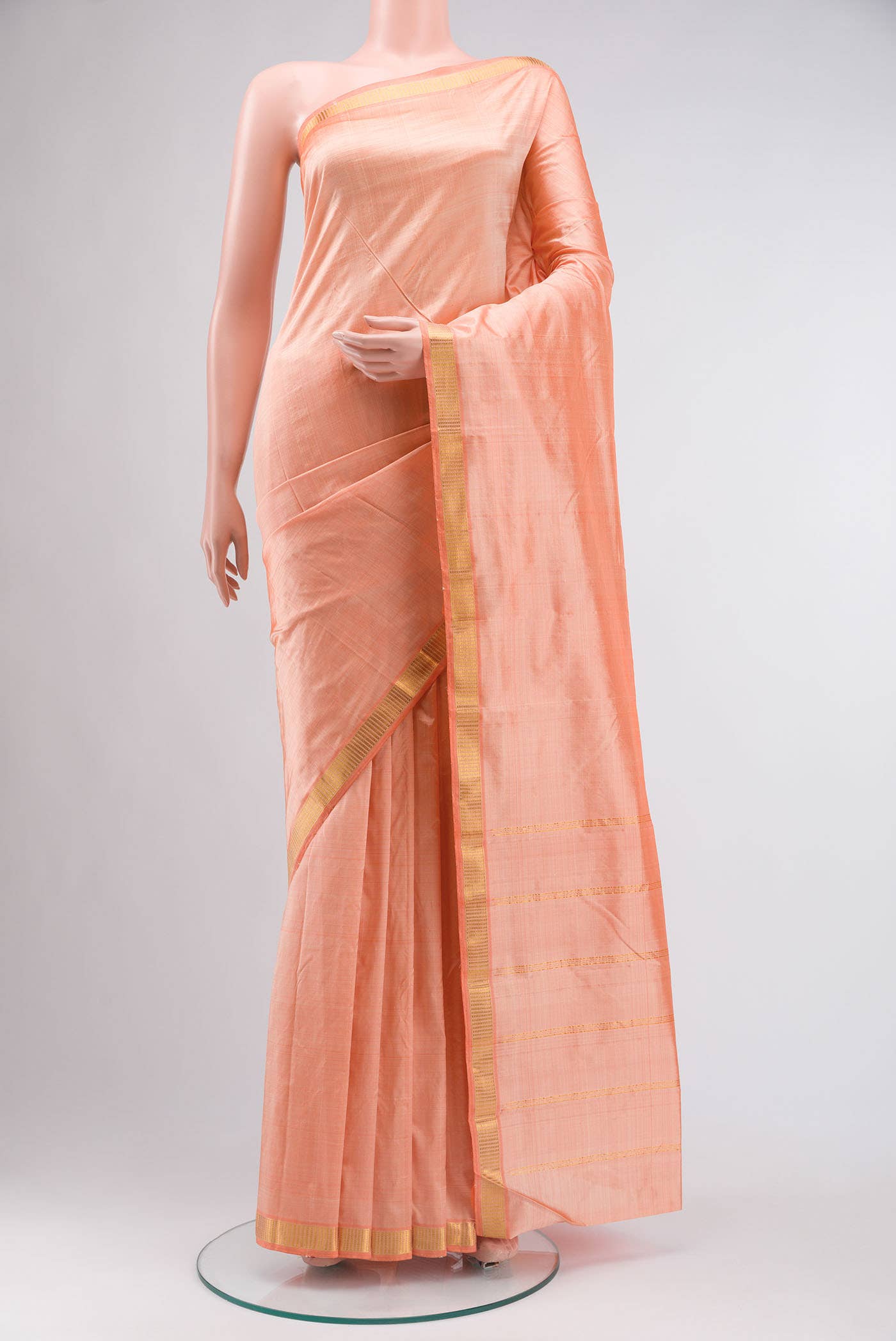 Peach Kanchipuram Silk Saree