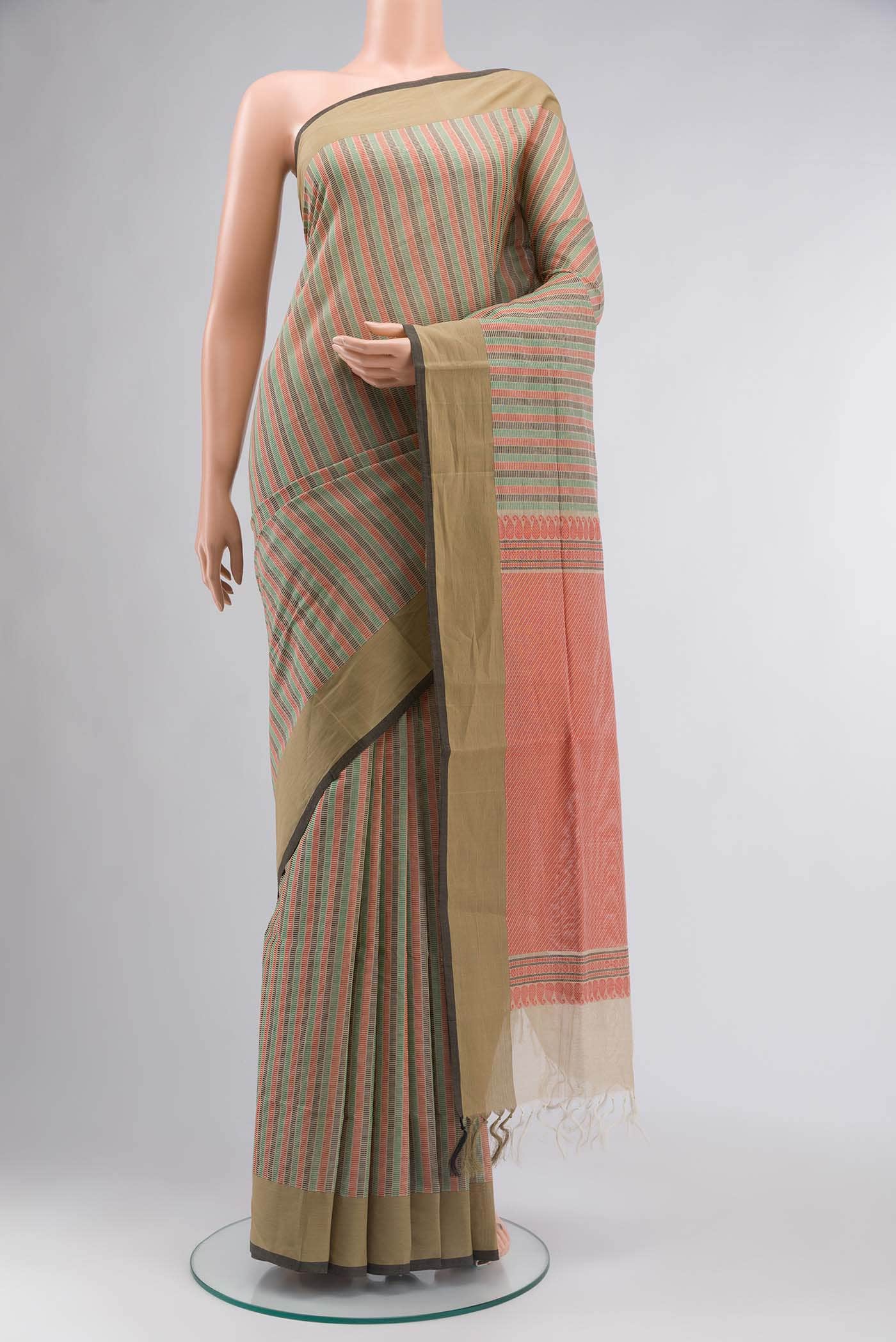 Beige Coimbatore Cotton Saree