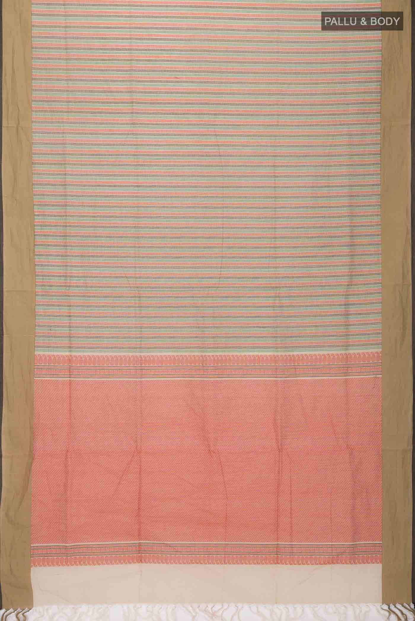 Beige Coimbatore Cotton Saree