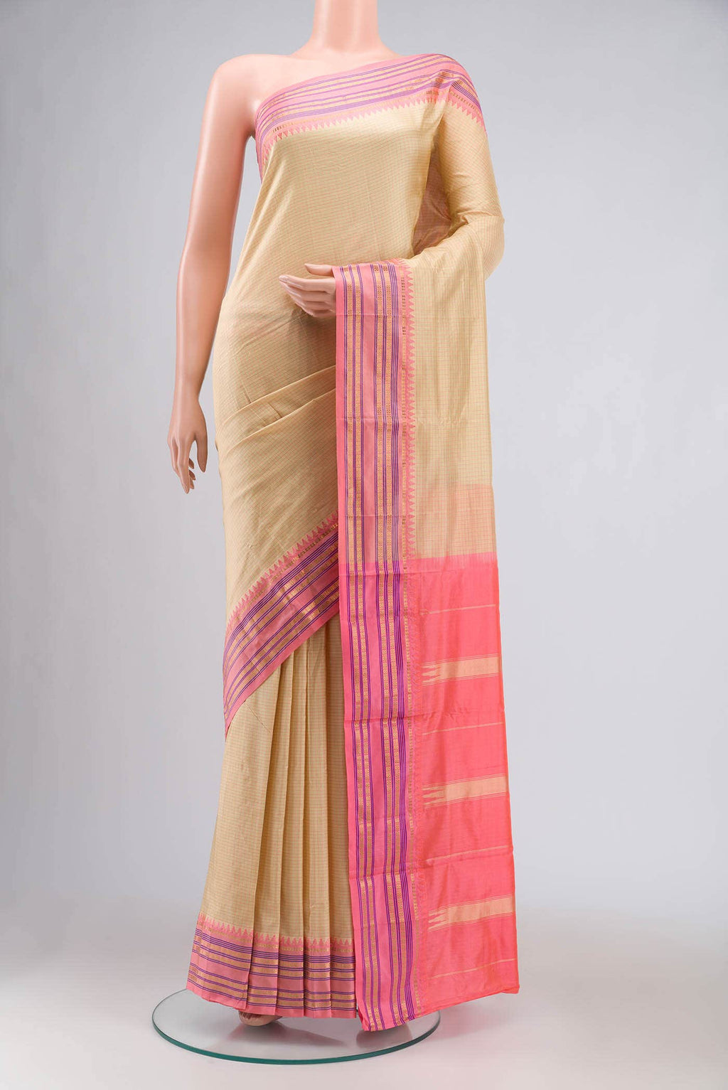 Beige Narayanpet Silk Saree