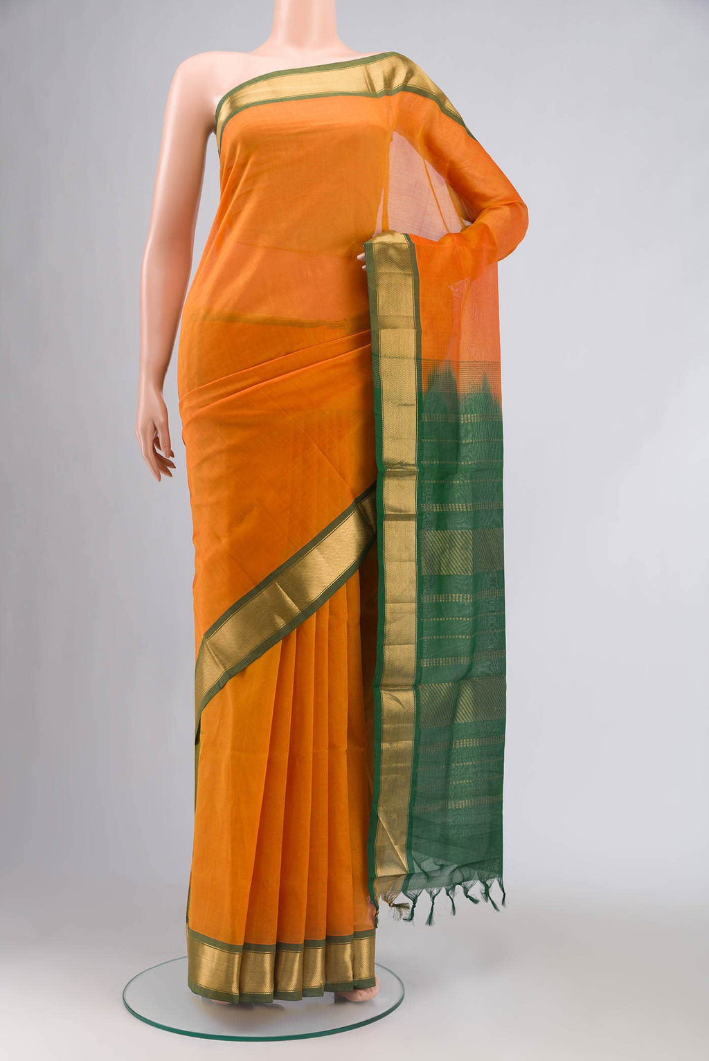 Orange Silk Cotton Saree