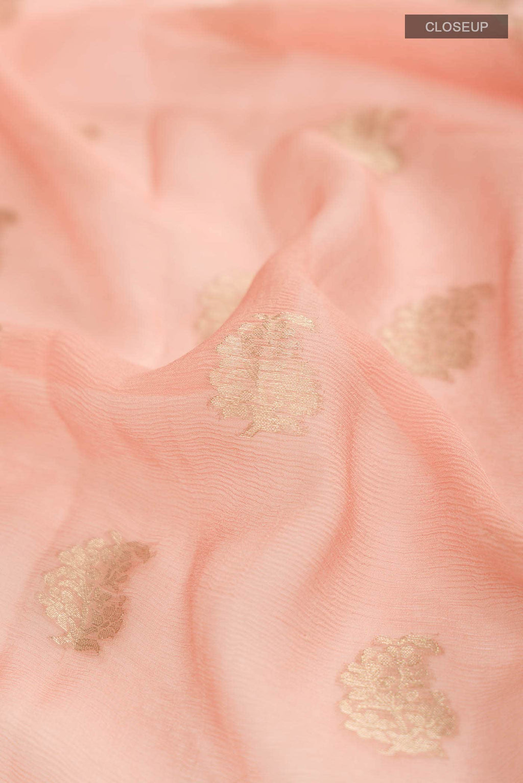Peach Mysore Chiffon Saree