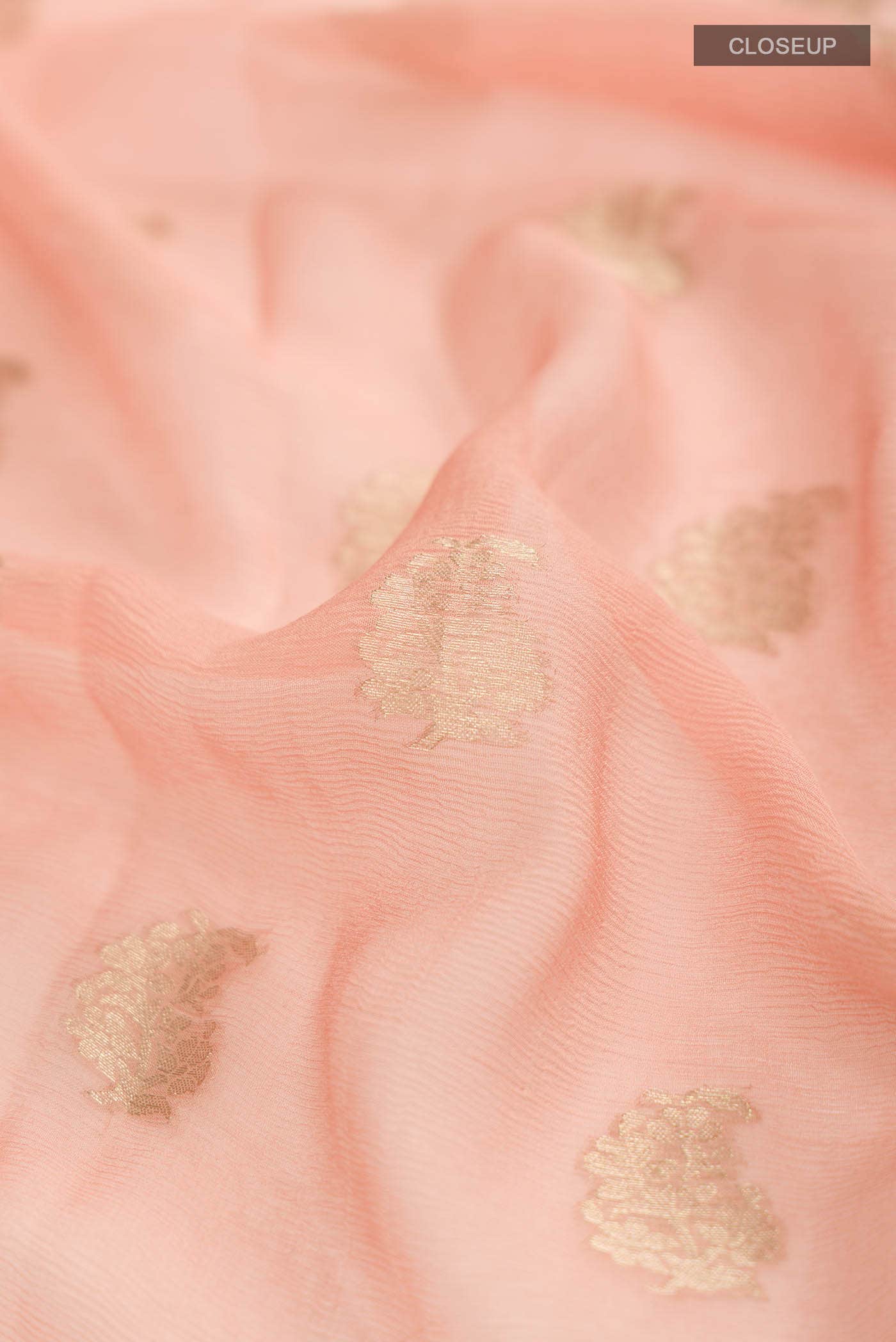 Peach Mysore Chiffon Saree