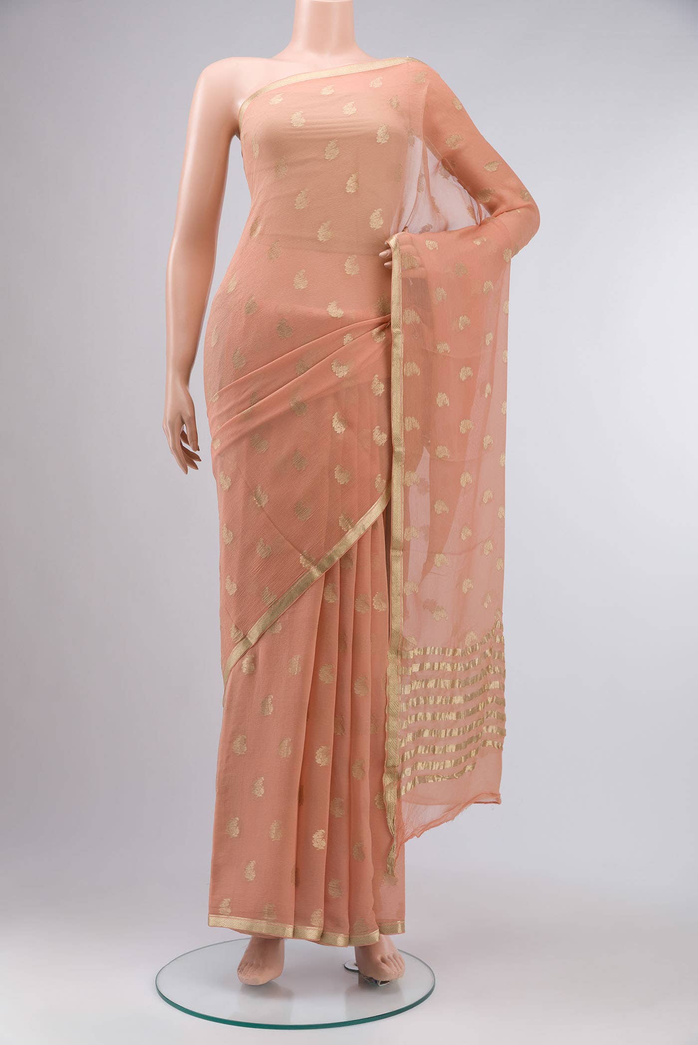 Peach Mysore Chiffon Saree