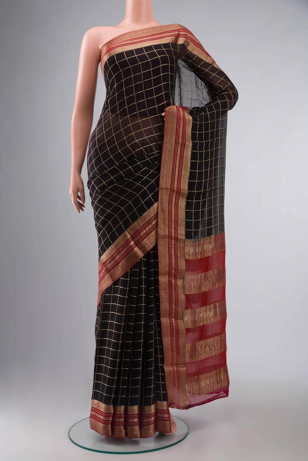 Black Mysore Georgette Saree