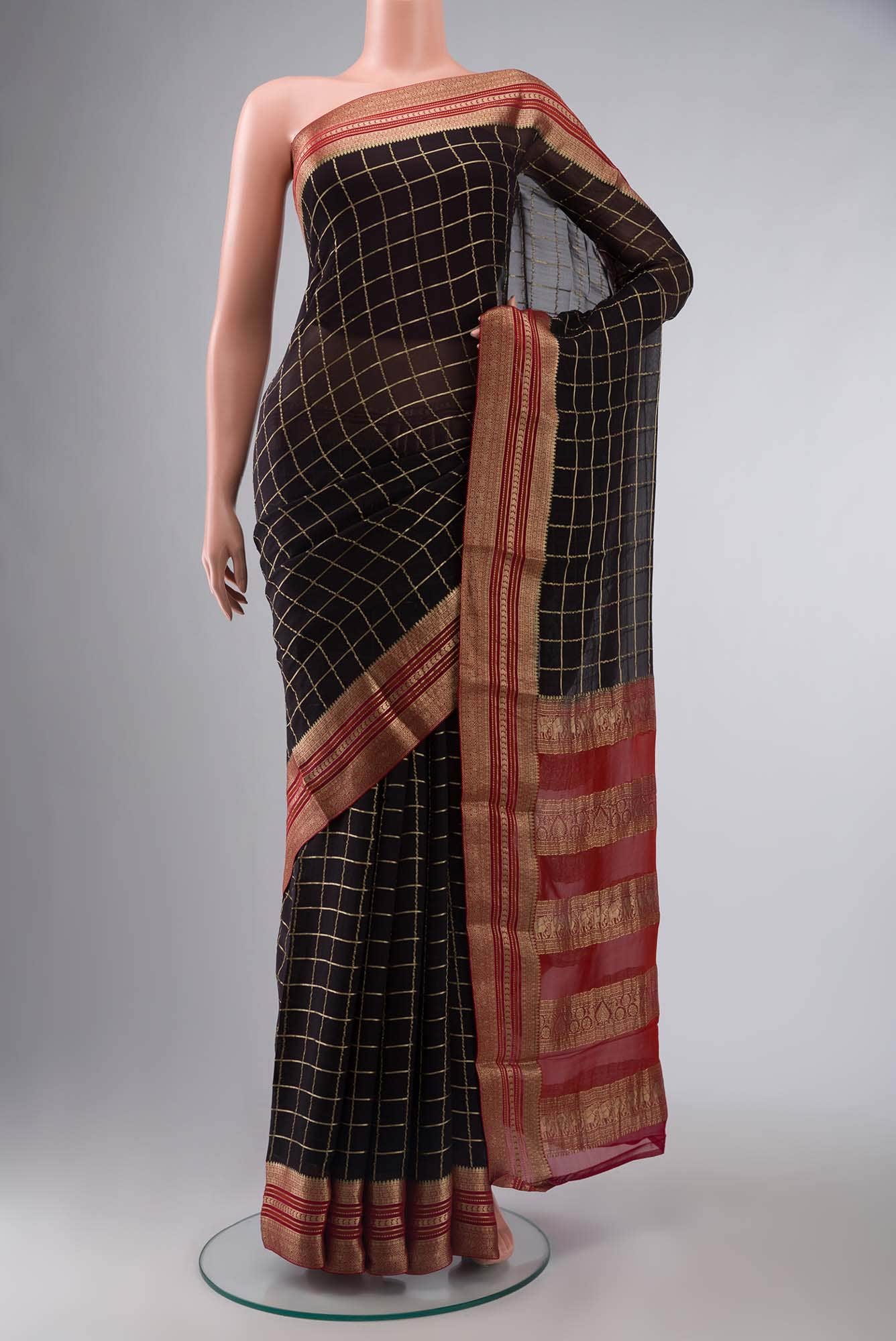 Black Mysore Georgette Saree