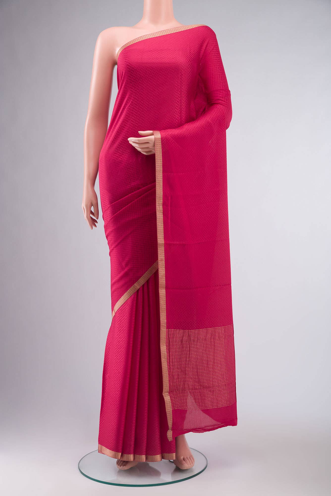 Pink Mysore Crepe Saree