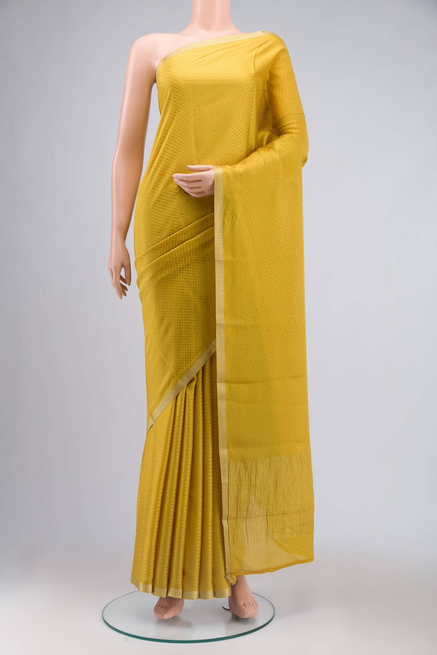 Yellow Mysore Crepe Saree