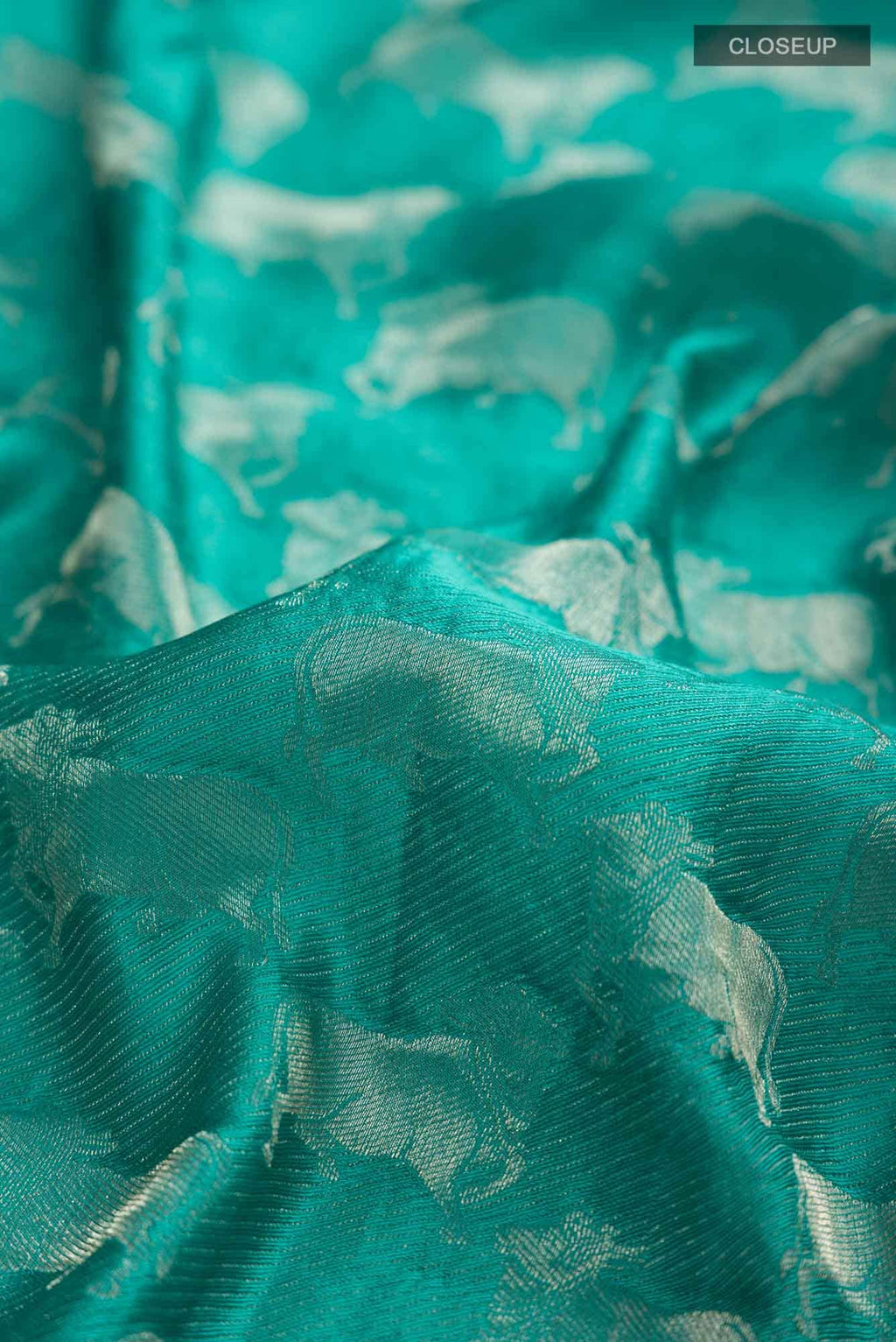 Turquoise Mysore Crepe Saree