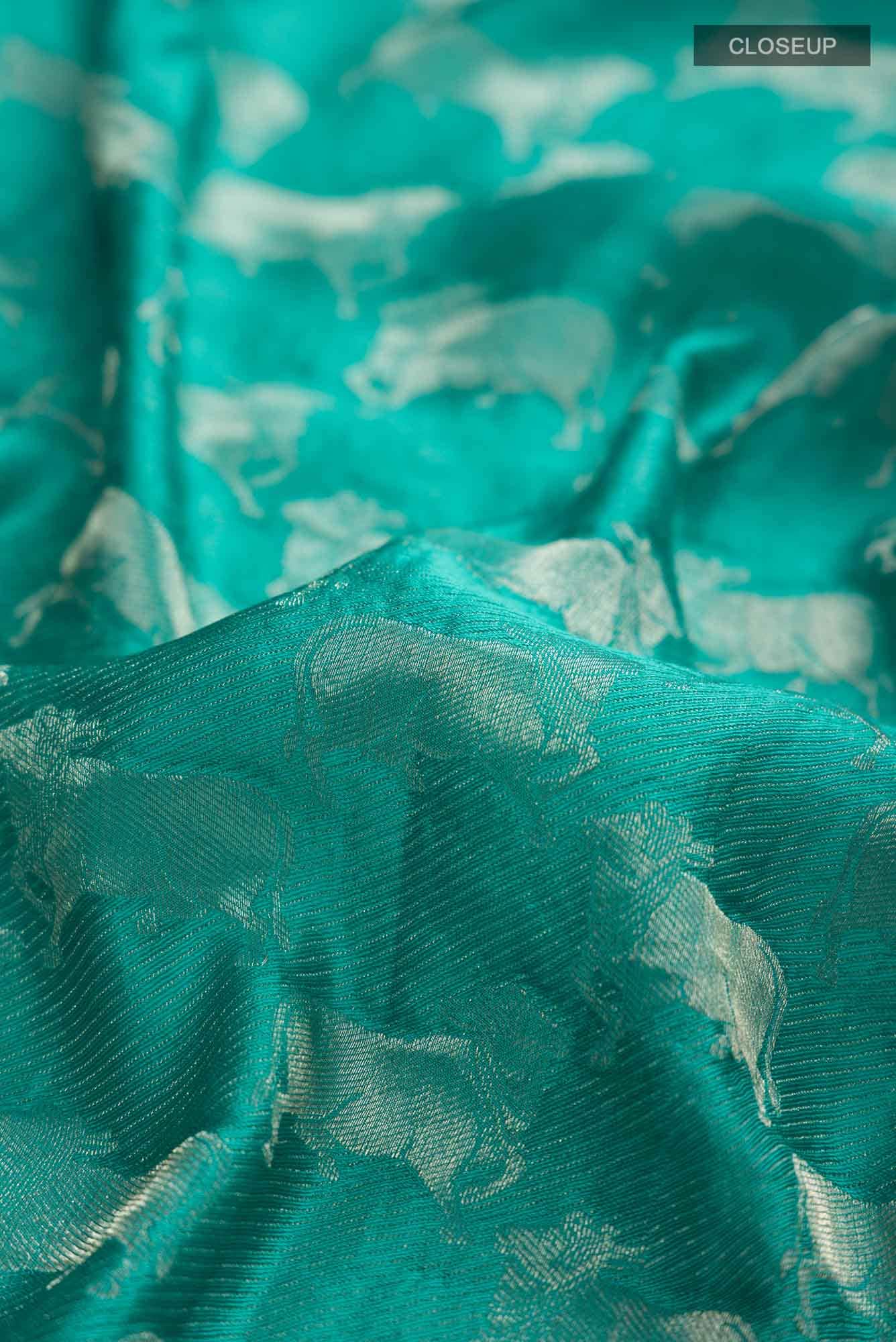 Turquoise Mysore Crepe Saree
