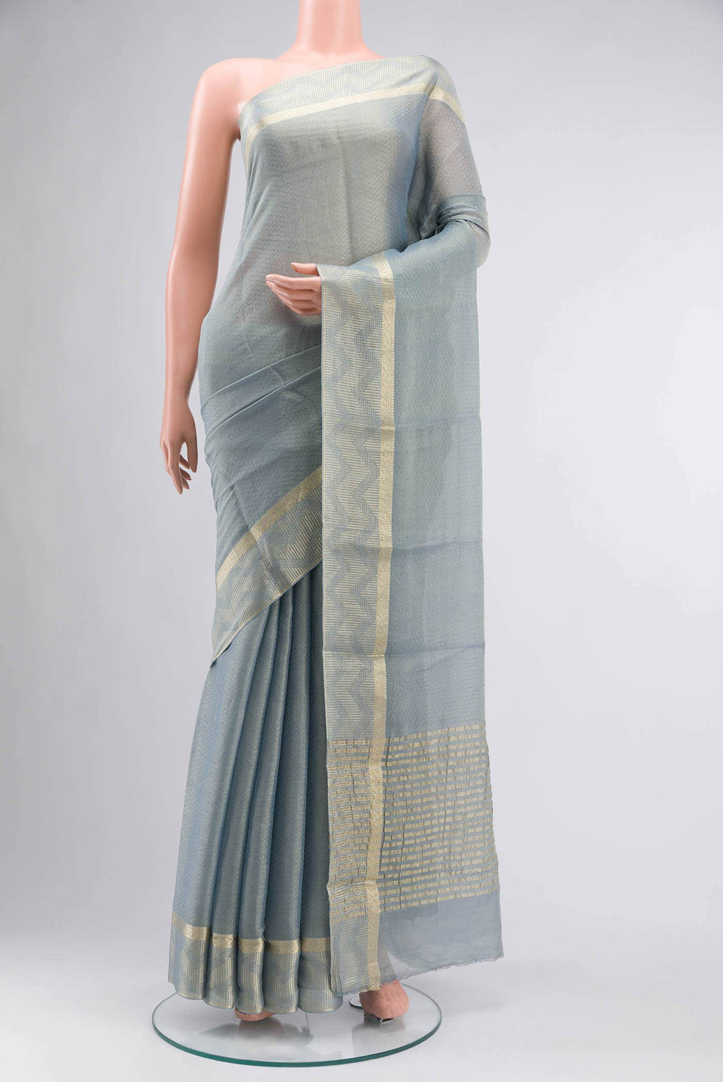 Blue Mysore Georgette Saree