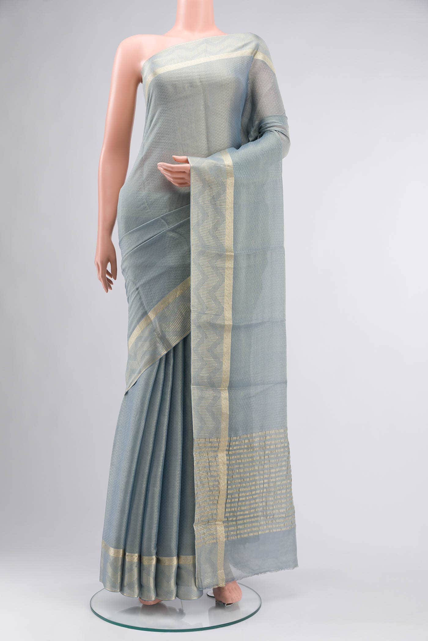 Blue Mysore Georgette Saree