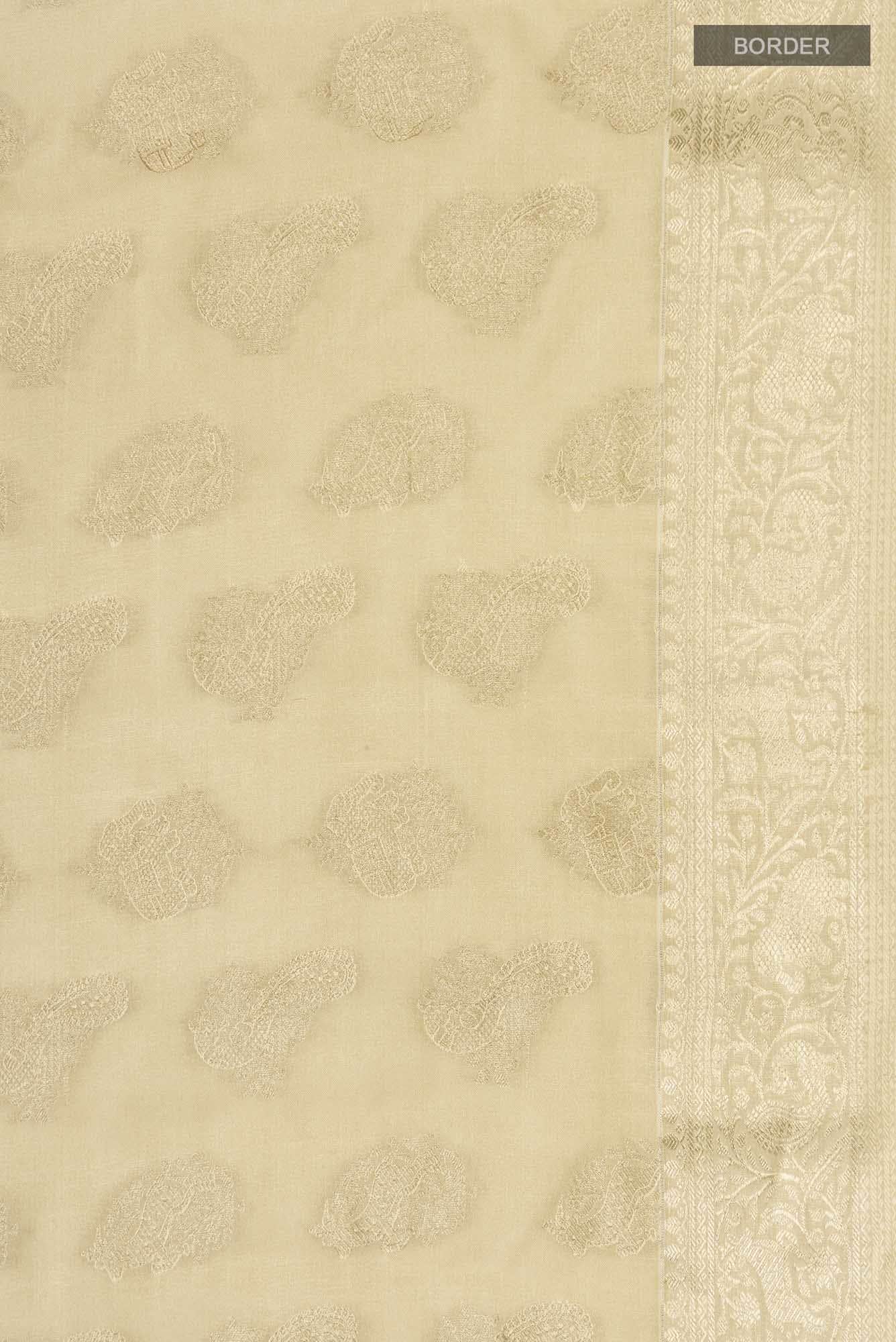 Beige Mysore Crepe Saree