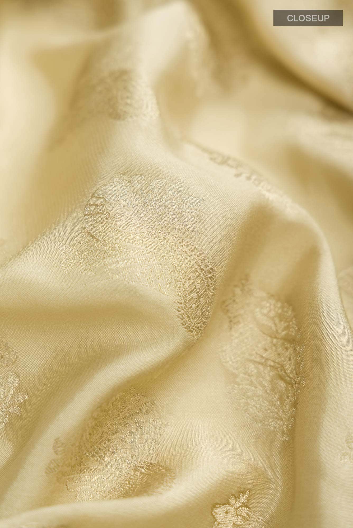 Beige Mysore Crepe Saree