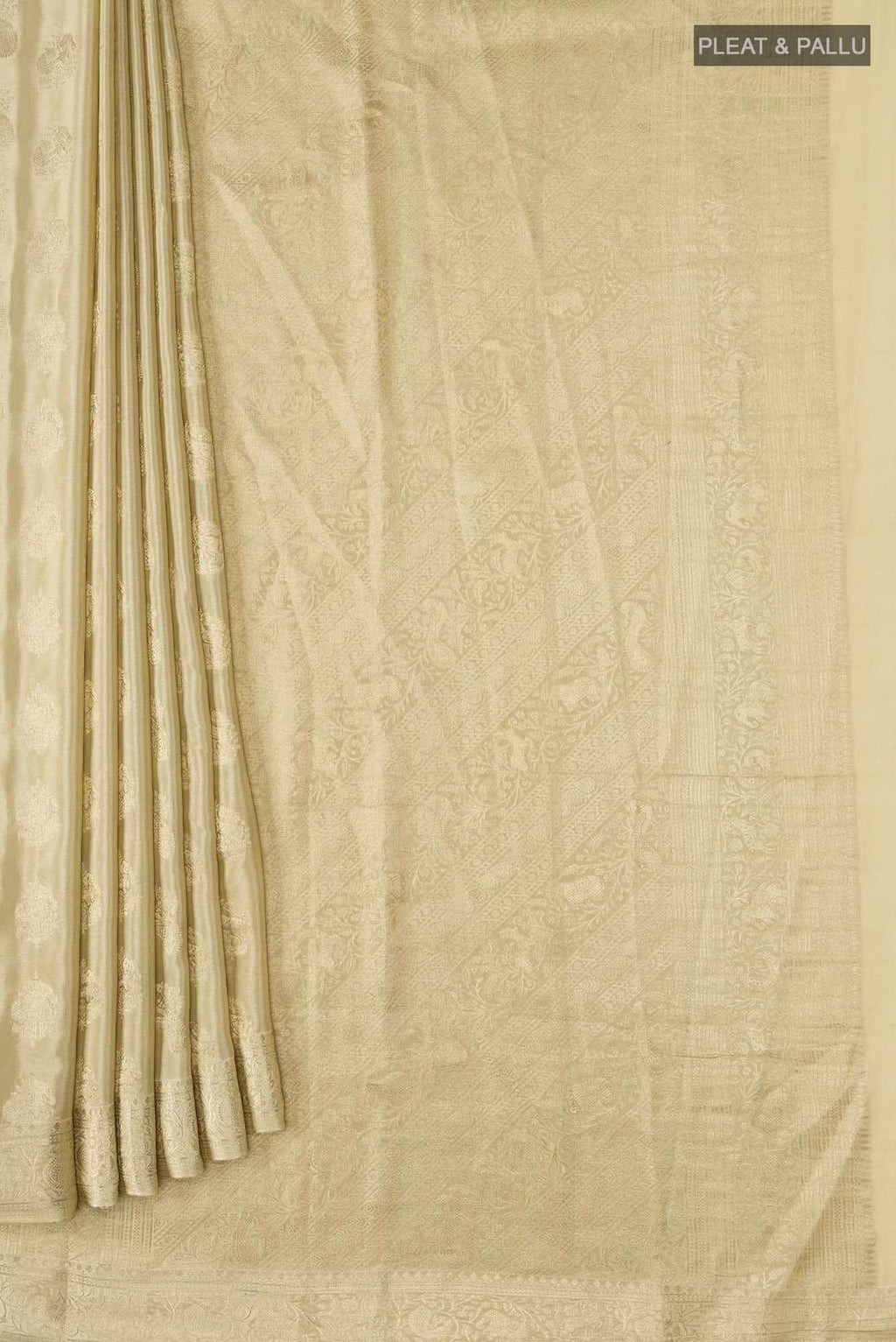 Beige Mysore Crepe Saree