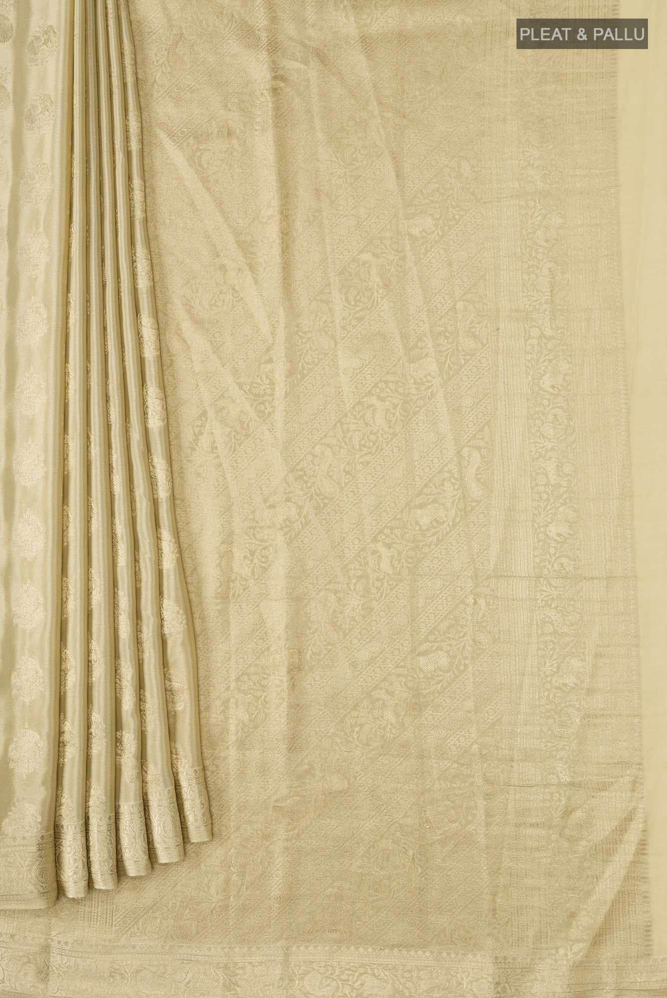 Beige Mysore Crepe Saree