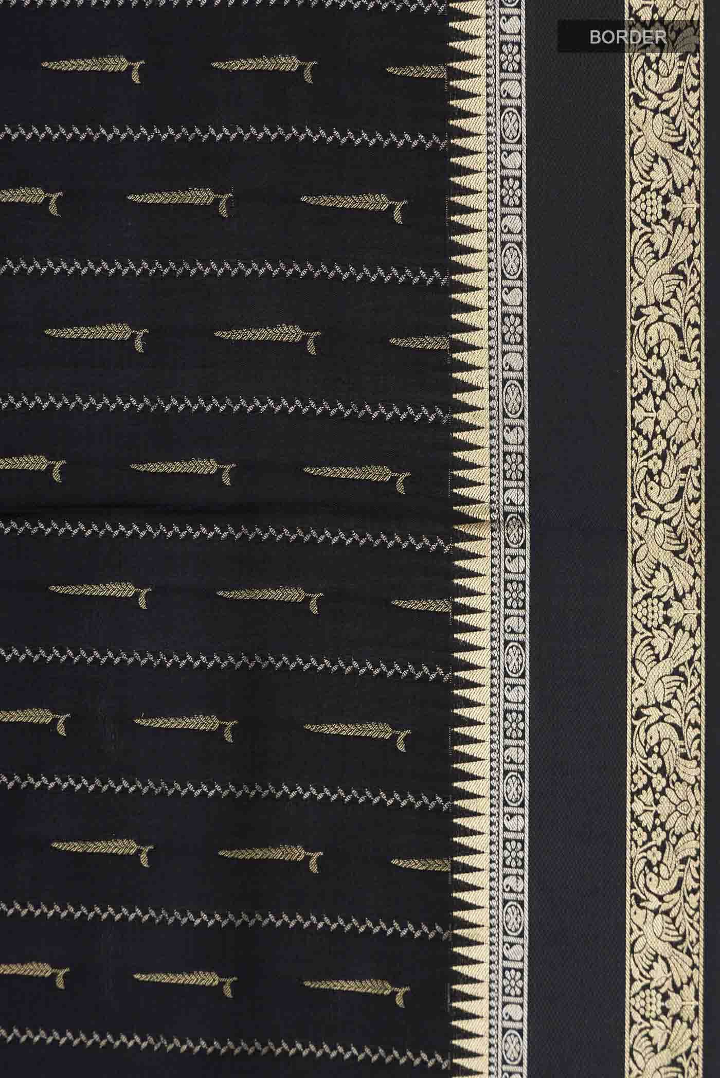 Black Mysore Crepe Saree