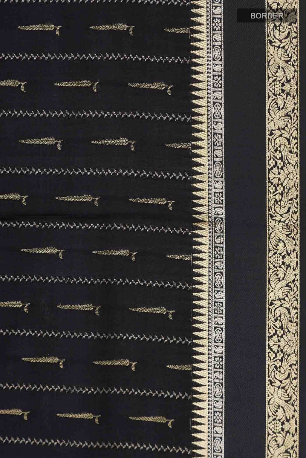 Black Mysore Crepe Saree