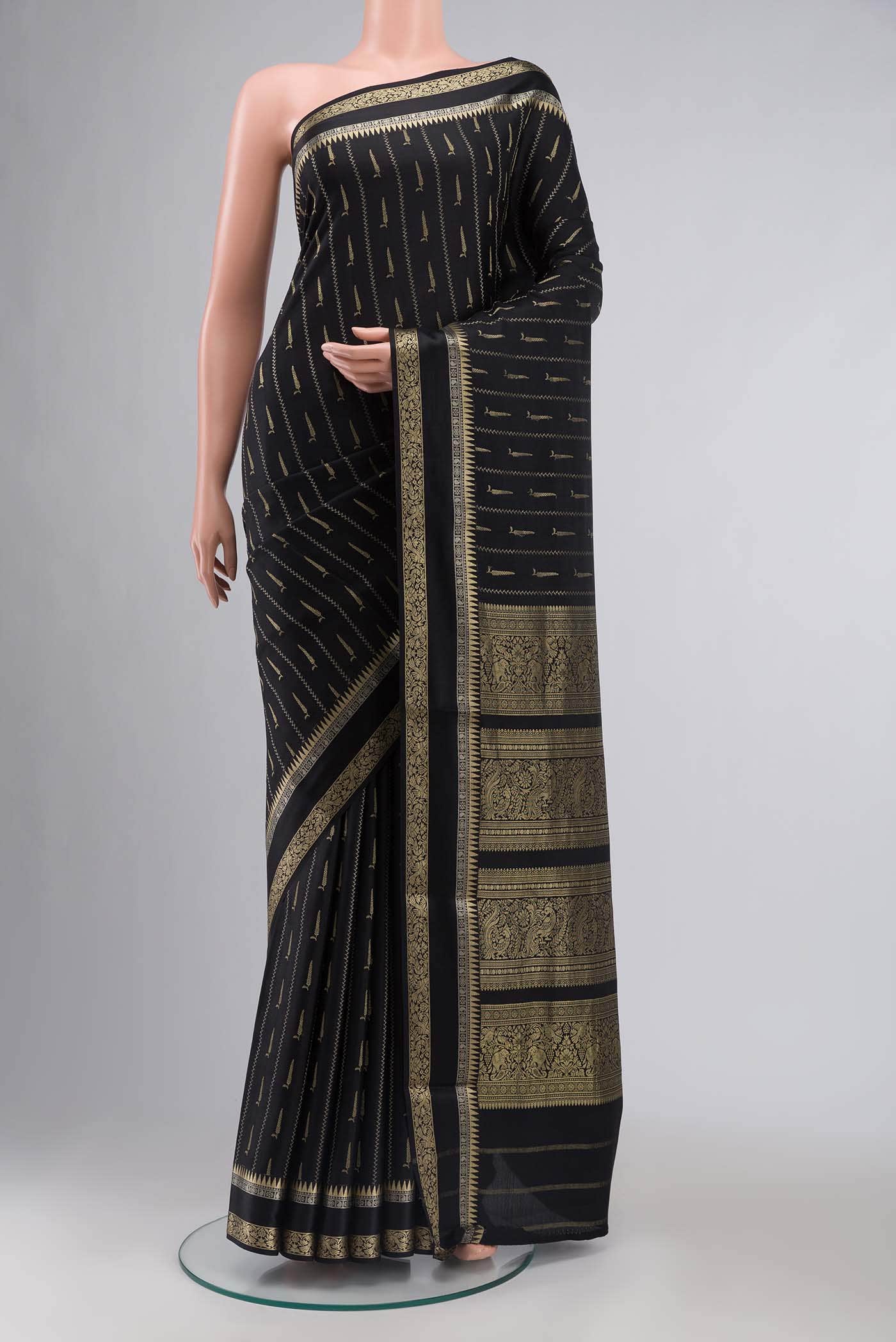 Black Mysore Crepe Saree