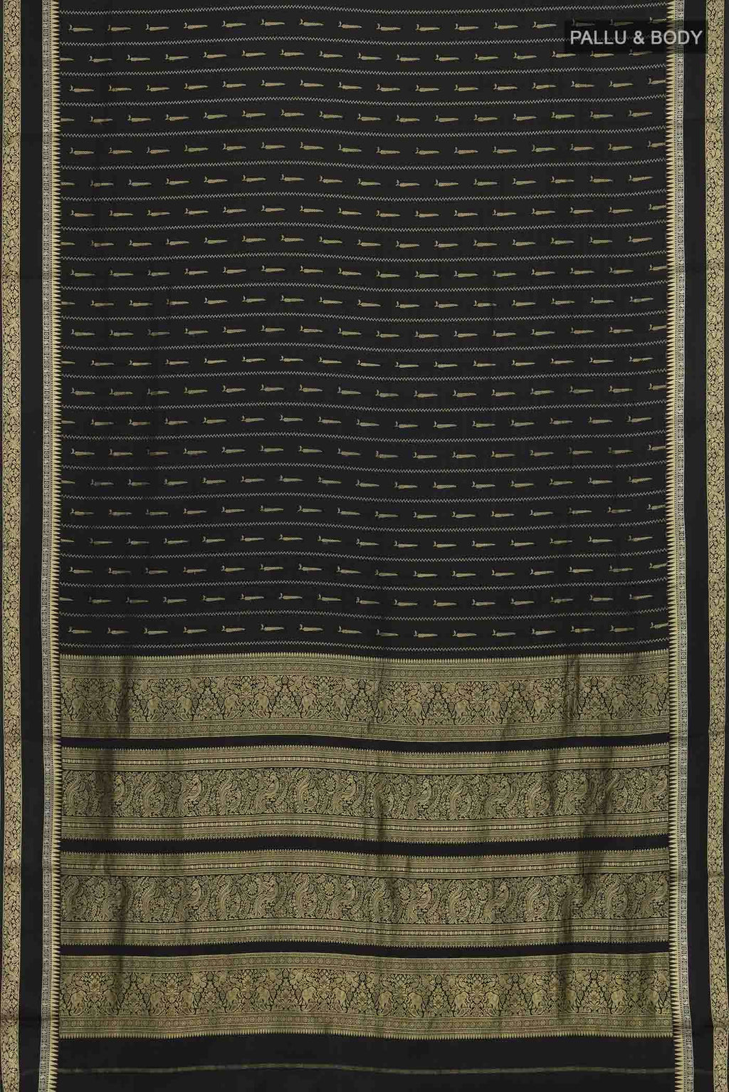 Black Mysore Crepe Saree