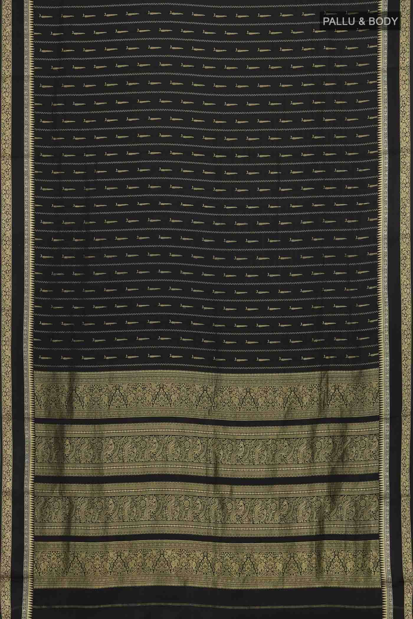 Black Mysore Crepe Saree