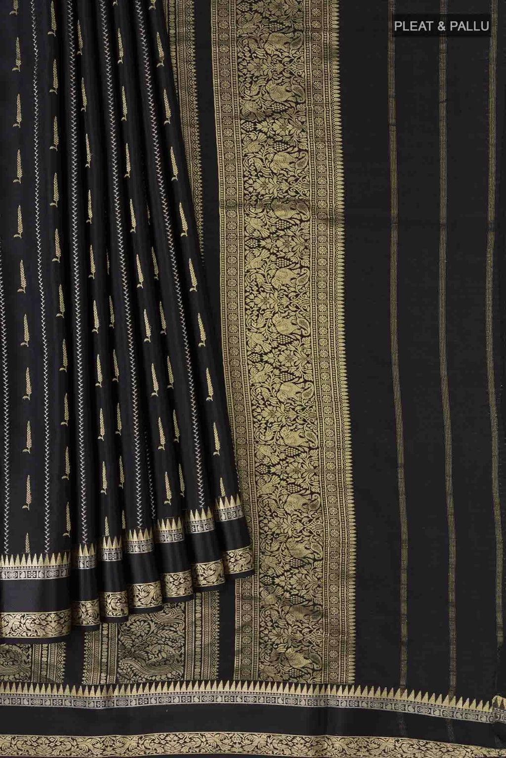 Black Mysore Crepe Saree