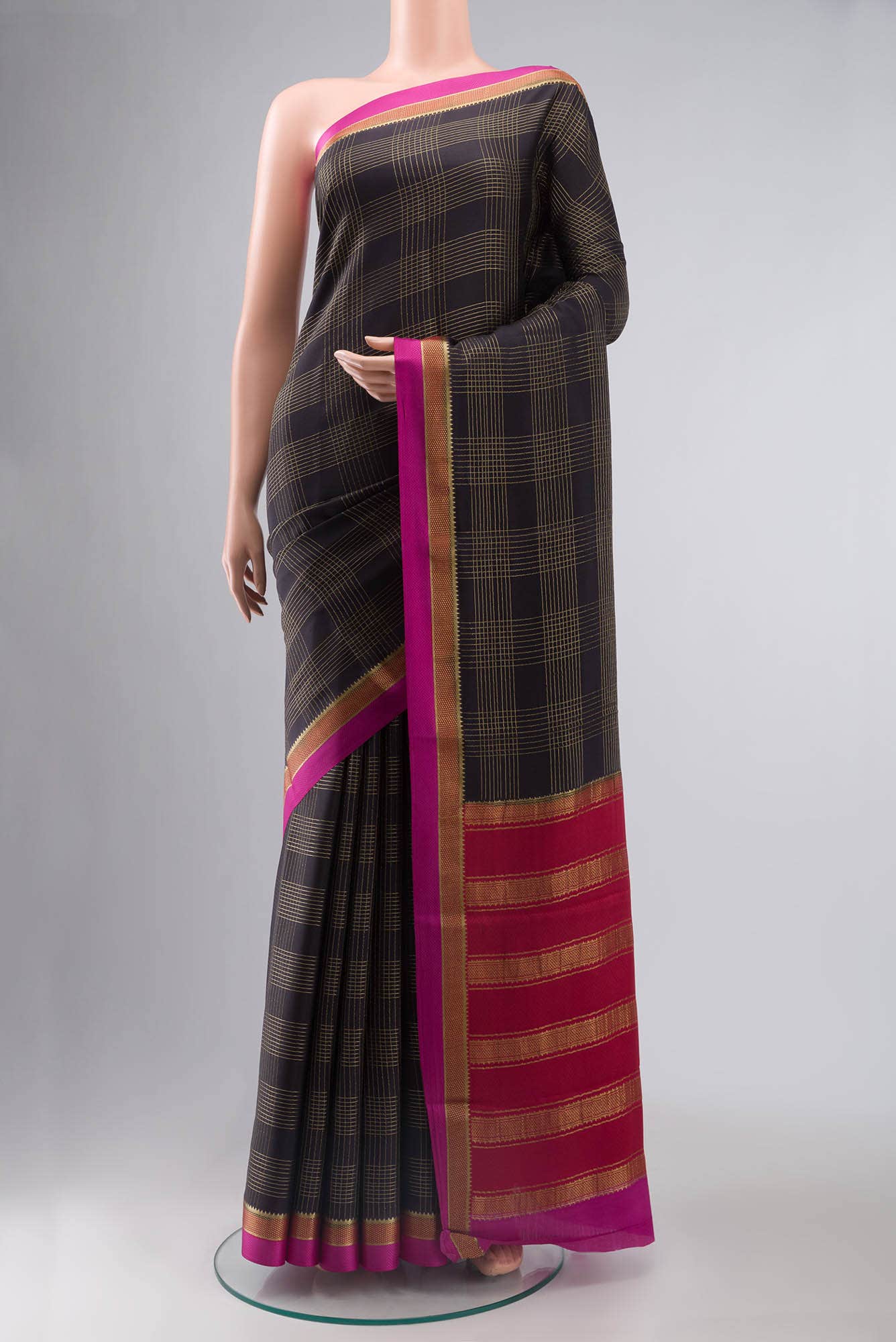Black Mysore Crepe Saree