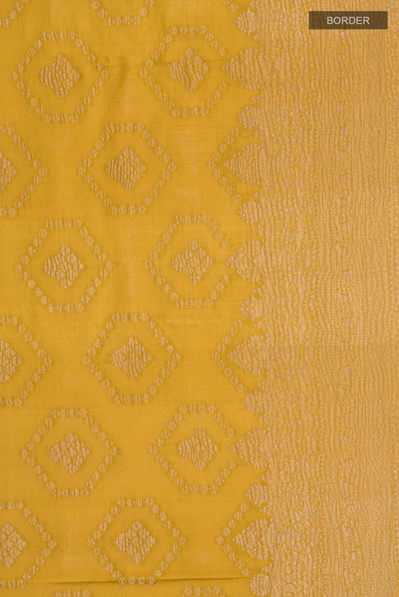 Mustard Mysore Crepe Saree