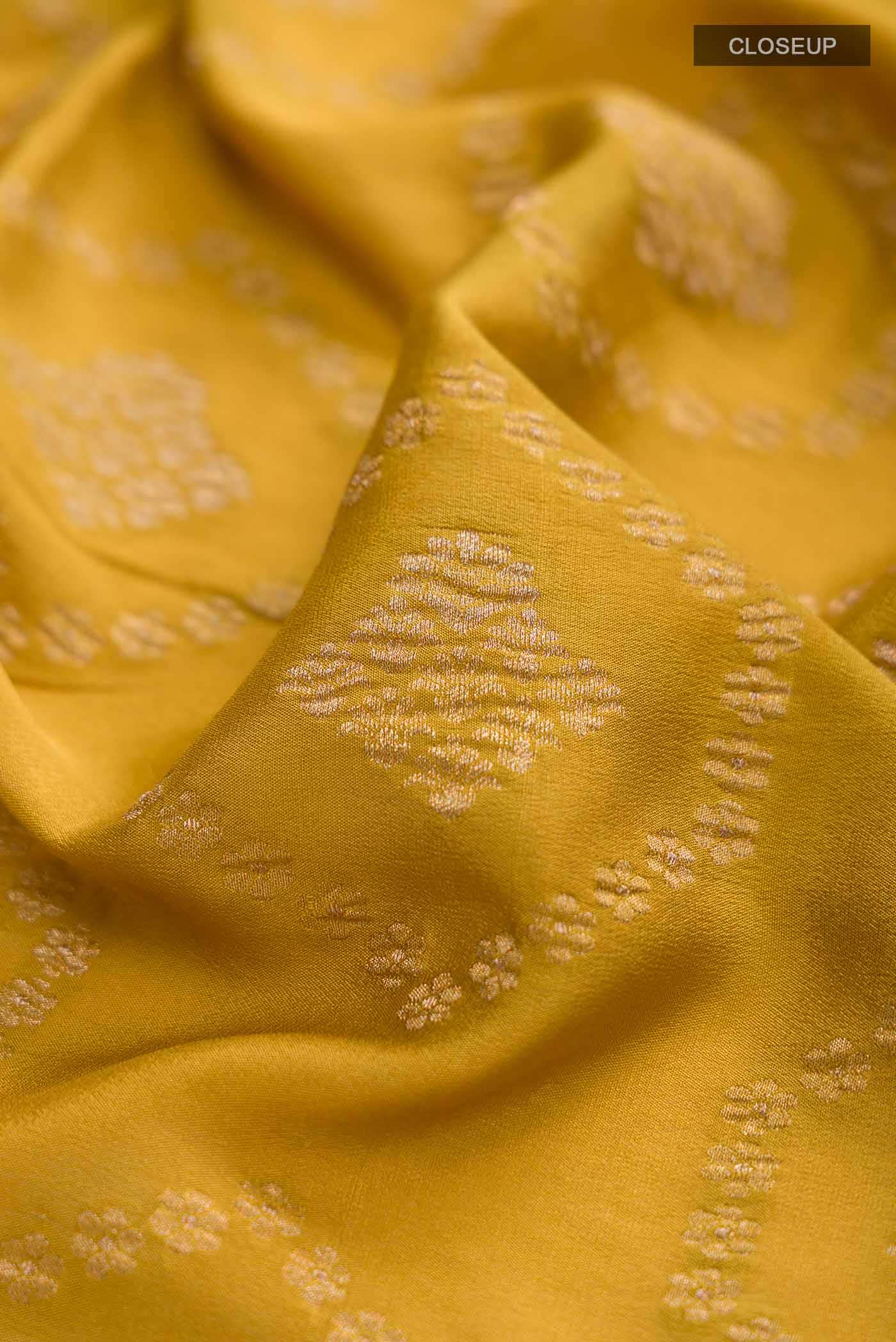 Mustard Mysore Crepe Saree