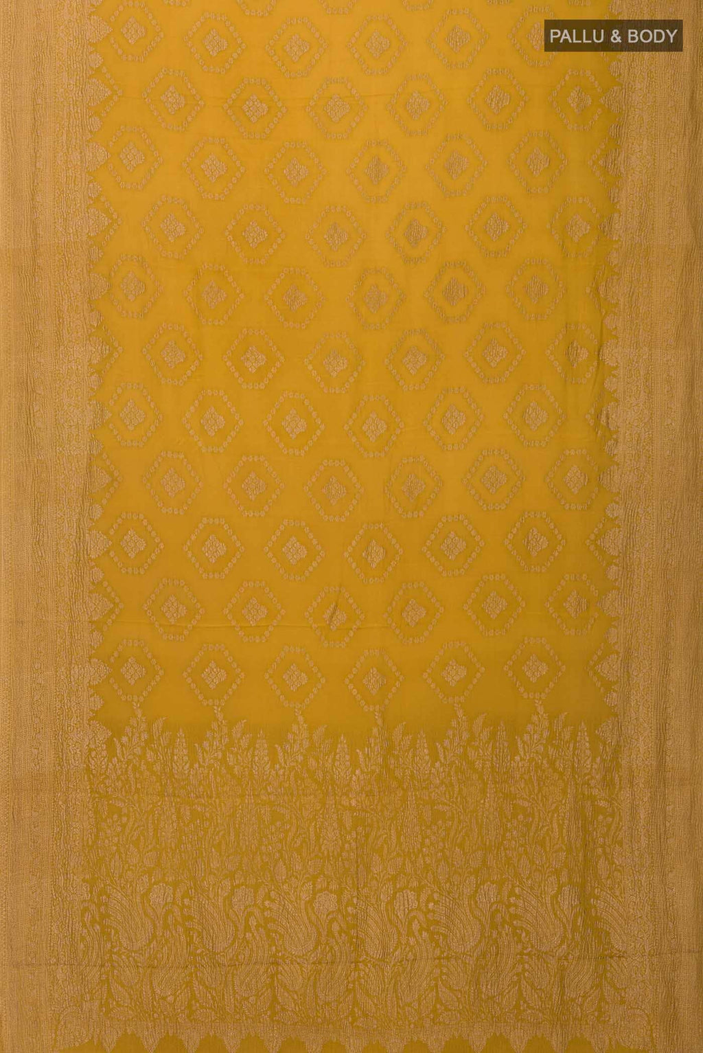 Mustard Mysore Crepe Saree