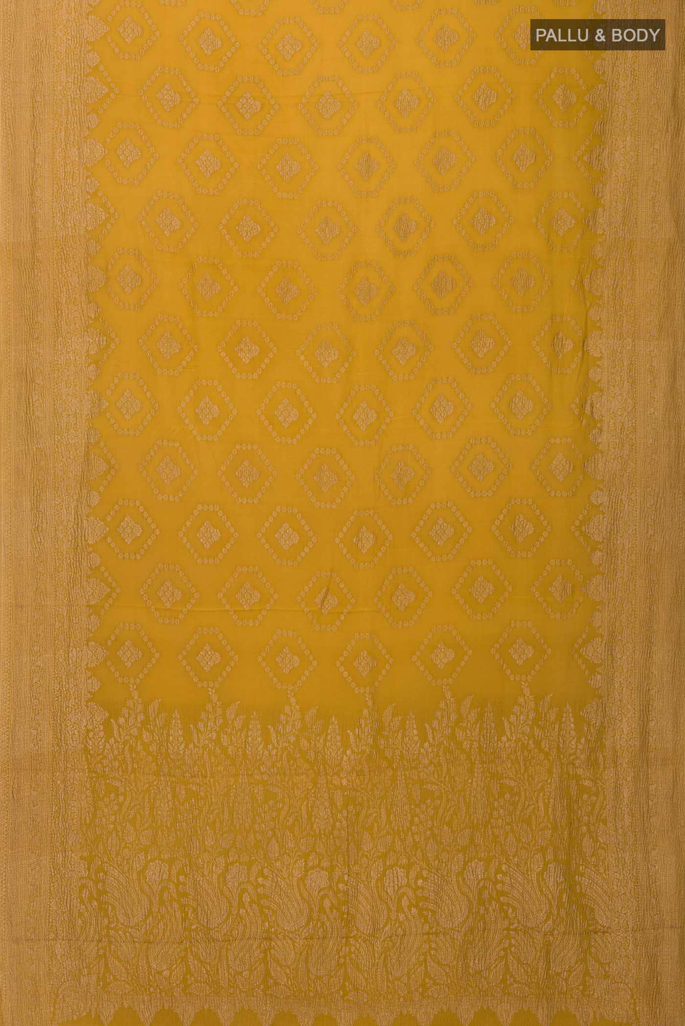 Mustard Mysore Crepe Saree