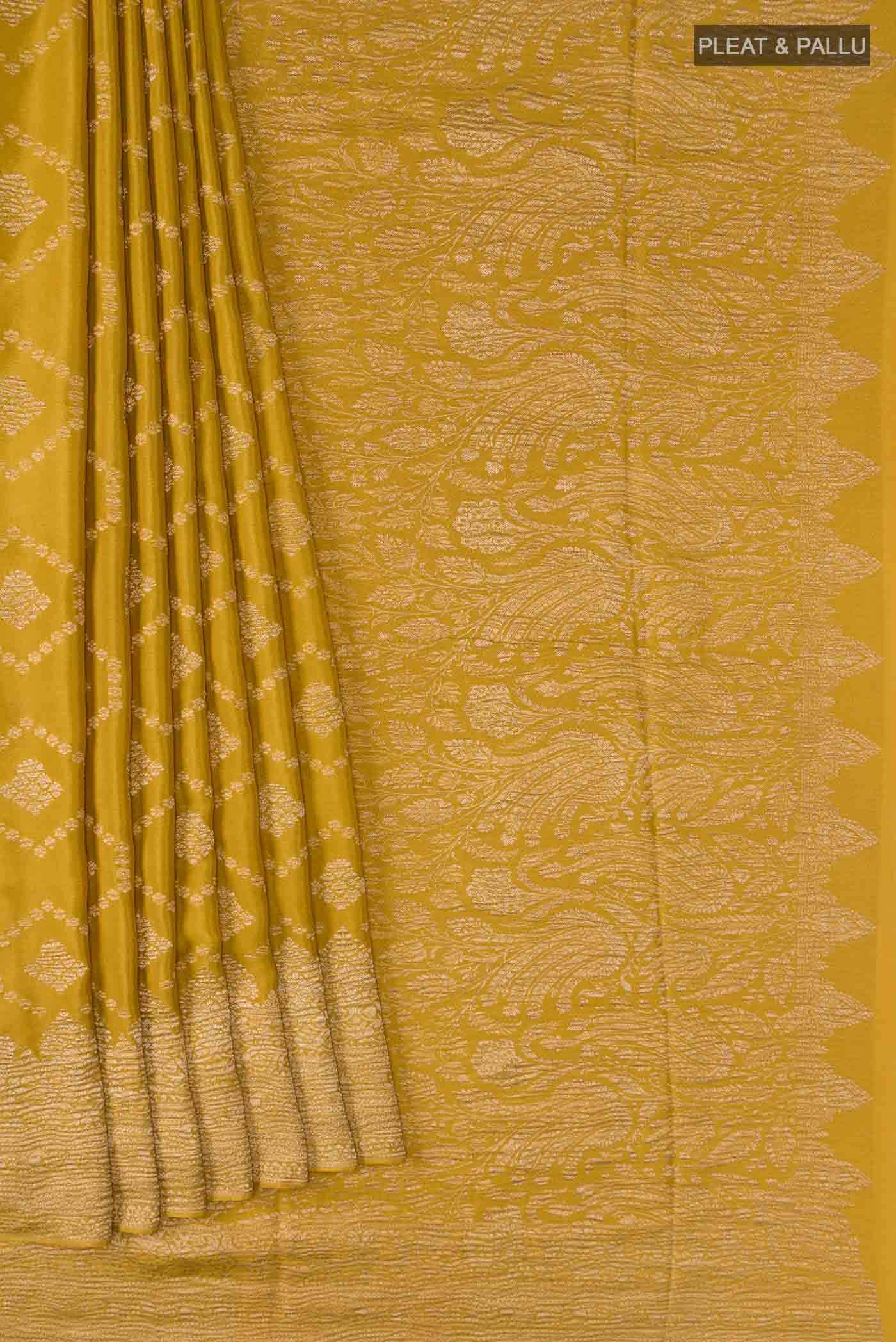 Mustard Mysore Crepe Saree