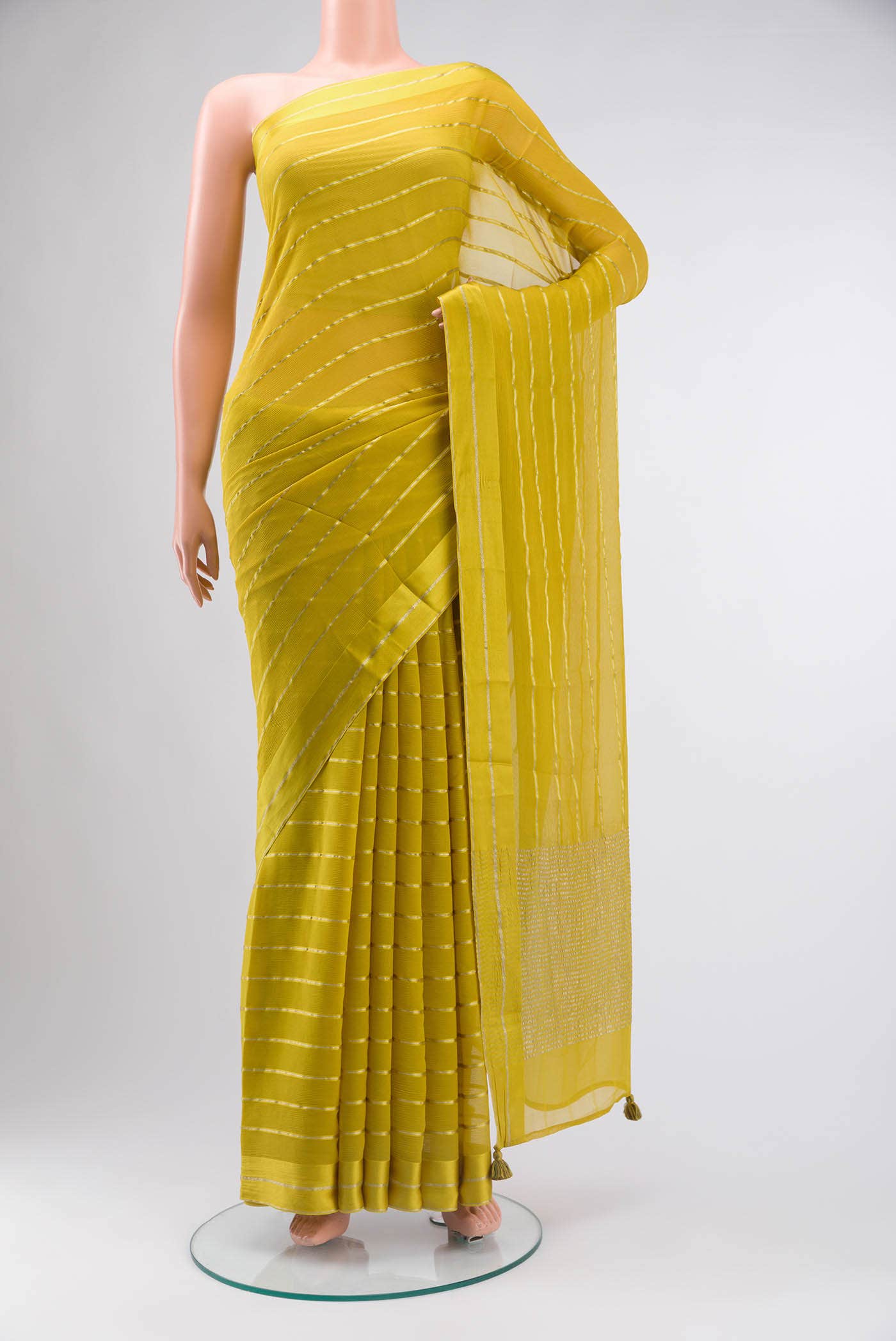 Yellow Mysore Chiffon Saree