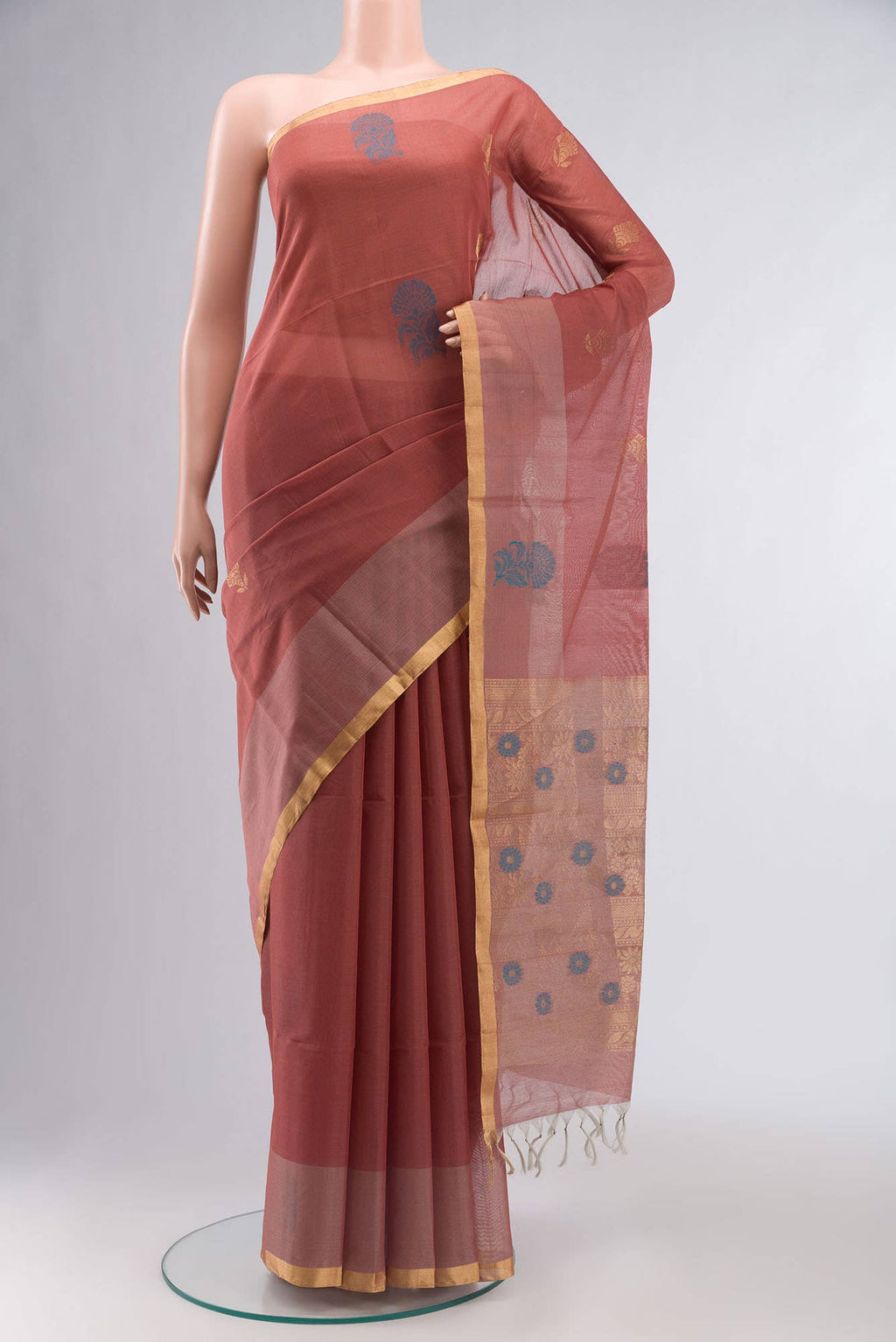 Rust Silk Cotton Saree